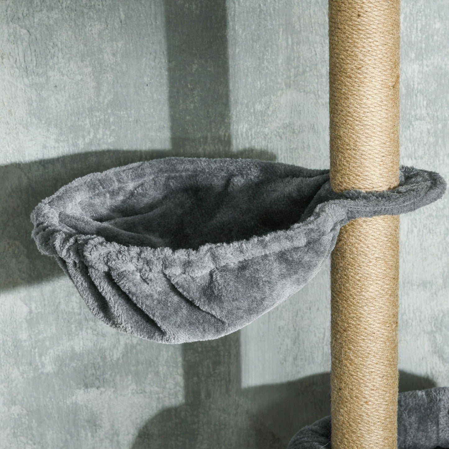 Floor to Ceiling Cat Tree, 90.5" - 98.5" Adjustable Height Cat Tower with Scratching Post, Dangling Balls, Platforms, Bed, Hammock, Grey