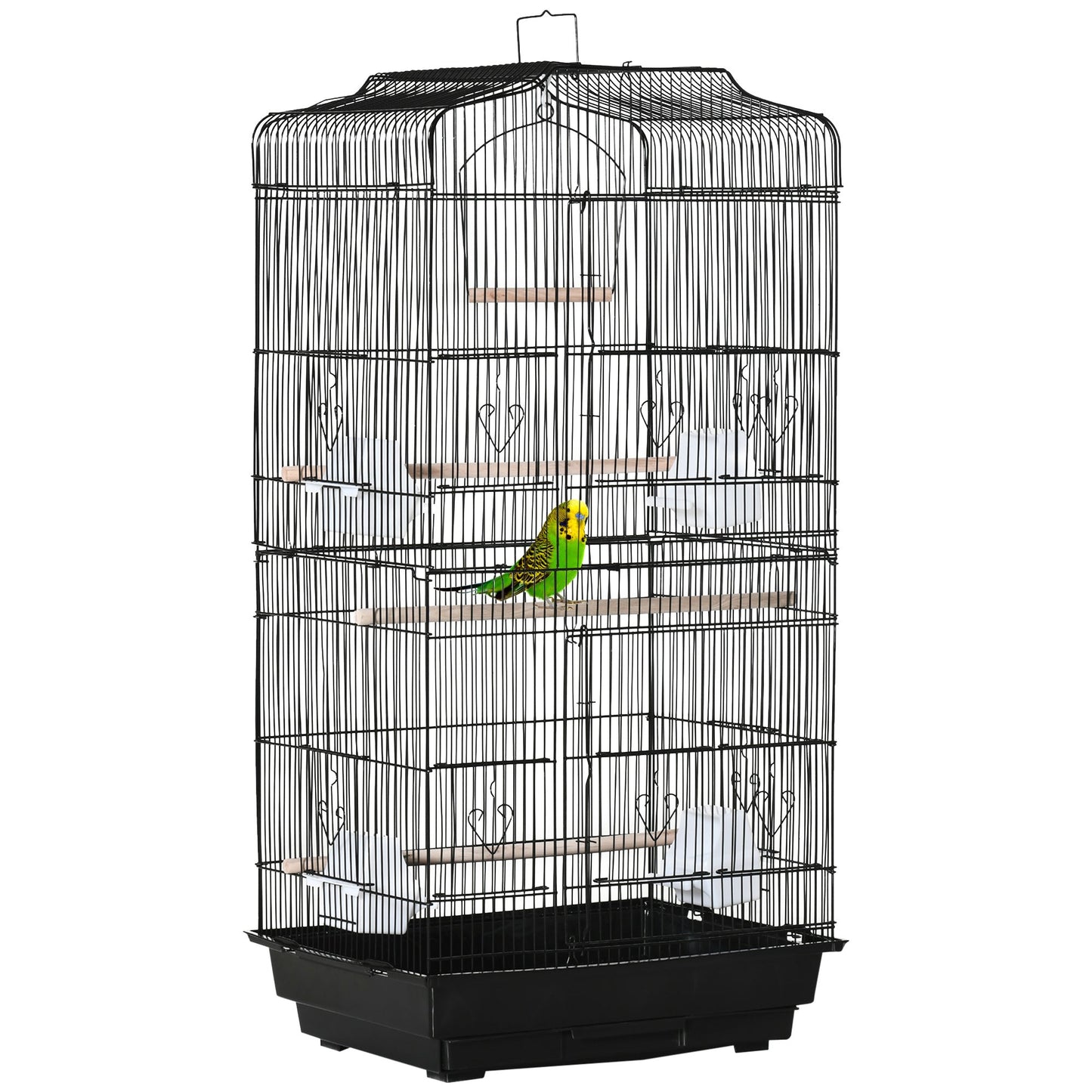 36" Bird Cage for Finches, Canaries Budgies, Parrot Cage with Accessories, Handle, Black