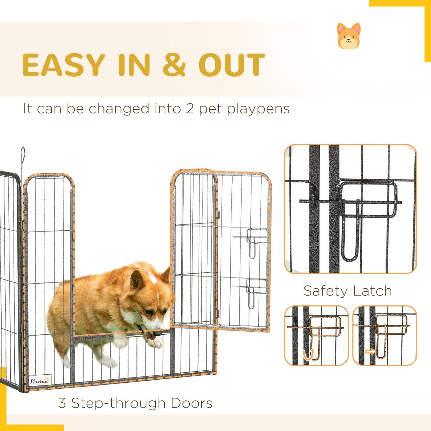Dog Playpen, Wide 31.5"W Heavy-Duty Metal Puppy Play Pen, Pet Exercise Fences for Outside and Indoor, DIY Design with Door for Medium Dogs, 24 Panels, 31.5"H