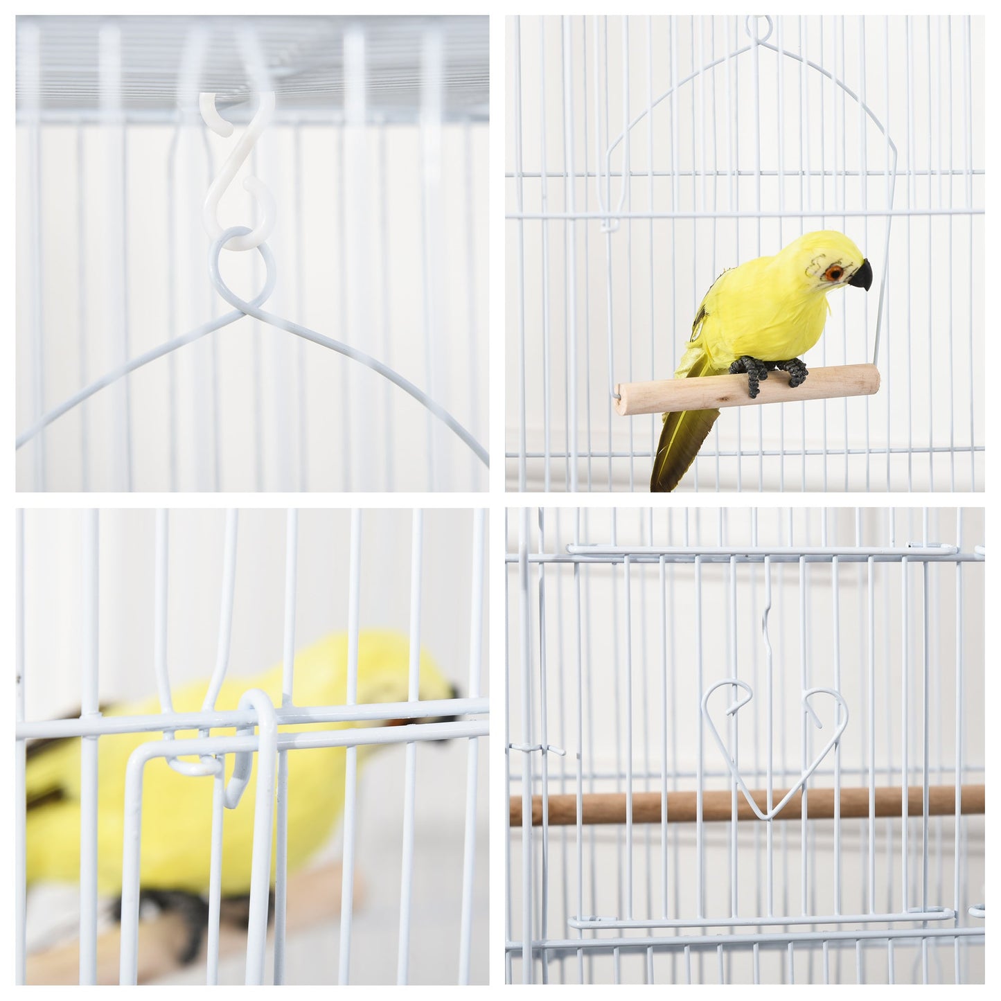 36" Bird Cage for Finches, Canaries Budgies, Parrot Cage with Accessories, Handle, White