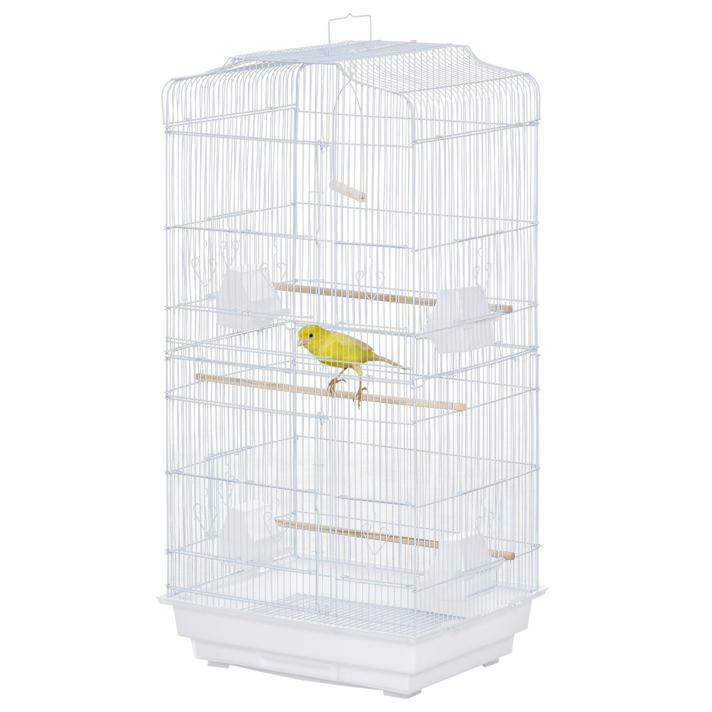 36" Bird Cage for Finches, Canaries Budgies, Parrot Cage with Accessories, Handle, White