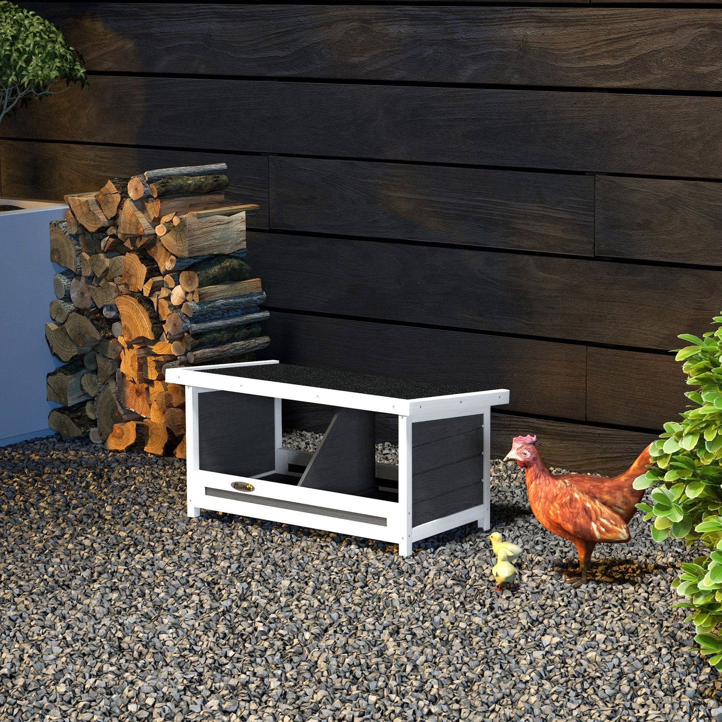 Chicken Nesting Box, 2 Compartments Wooden Nesting Boxes, Chicken Coop Accessories with Asphalt Roof for Indoor Outdoor Use, Up to 2 Hens