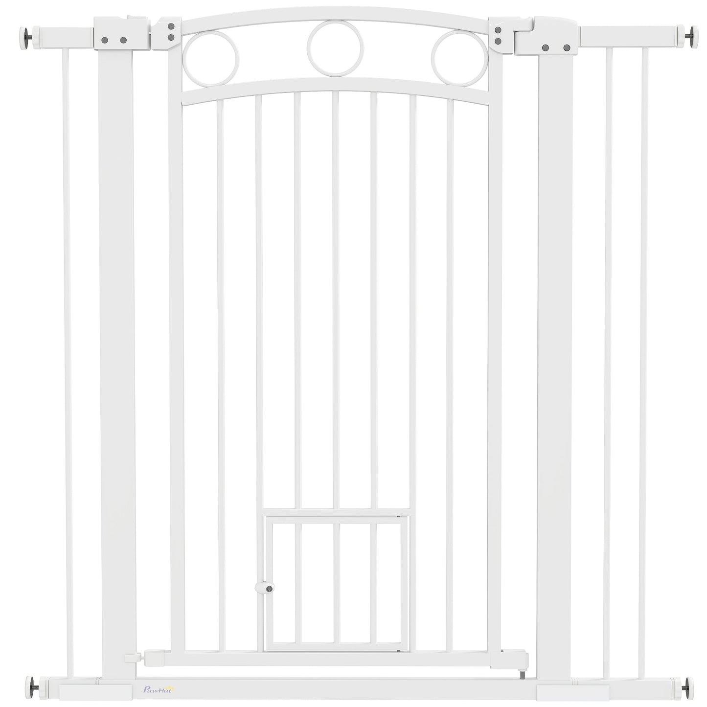 Dog Gate, 42" Extra Tall Pet Gate with Cat Door, Includes 2.8" and 5.5" Extension Kits, Pressure Mounted Stair Gate for Doorways, Hallways, Stairways, 30"-41" Width