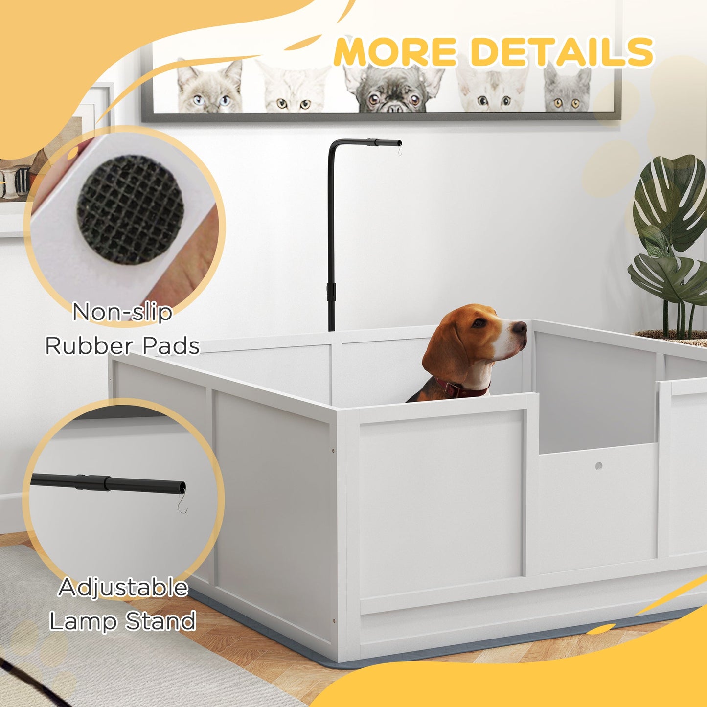 Whelping Box for Dogs, Puppy Playpen with Retractable Light Stand, Washable Pee Pads, Rail, Adjustable Height Door for Small, Medium & Large Breed Dogs, 49" x 47"