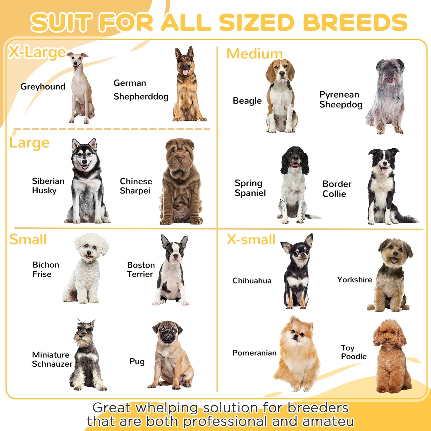 Whelping Box for Dogs, Puppy Playpen with Retractable Light Stand, Washable Pee Pads, Rail, Adjustable Height Door for Small, Medium & Large Breed Dogs, 49" x 47"