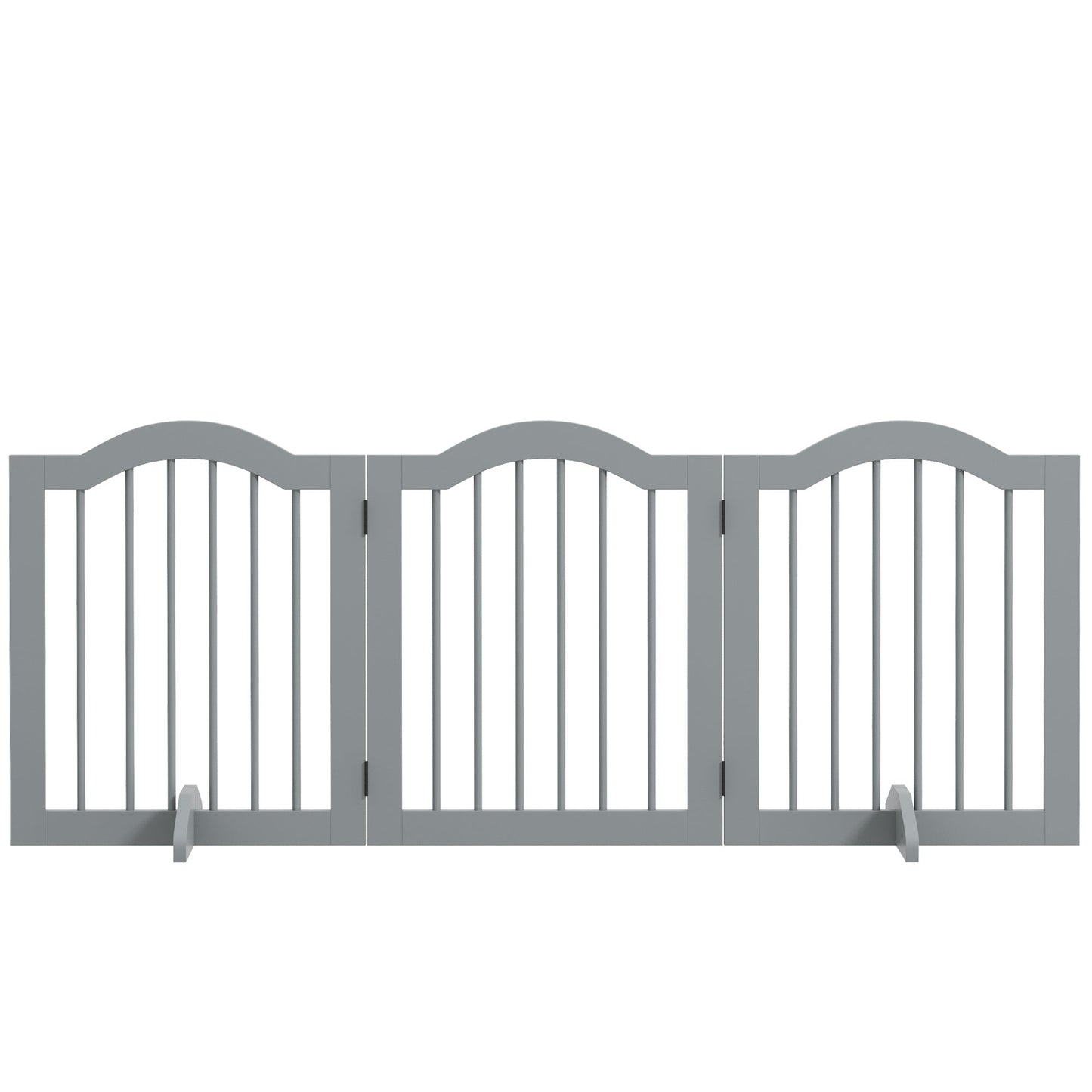 24"H Foldable Dog Gate, 3 Panels Freestanding Pet Gate Barriers Indoor with Support Feet, Puppy Fence for Small Dogs, Light Grey