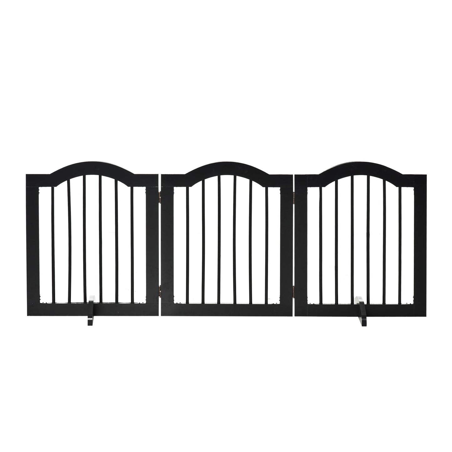 24"H Foldable Dog Gate, 3 Panels Freestanding Pet Gate Barriers Indoor with Support Feet, Puppy Fence for Small Dogs, Black