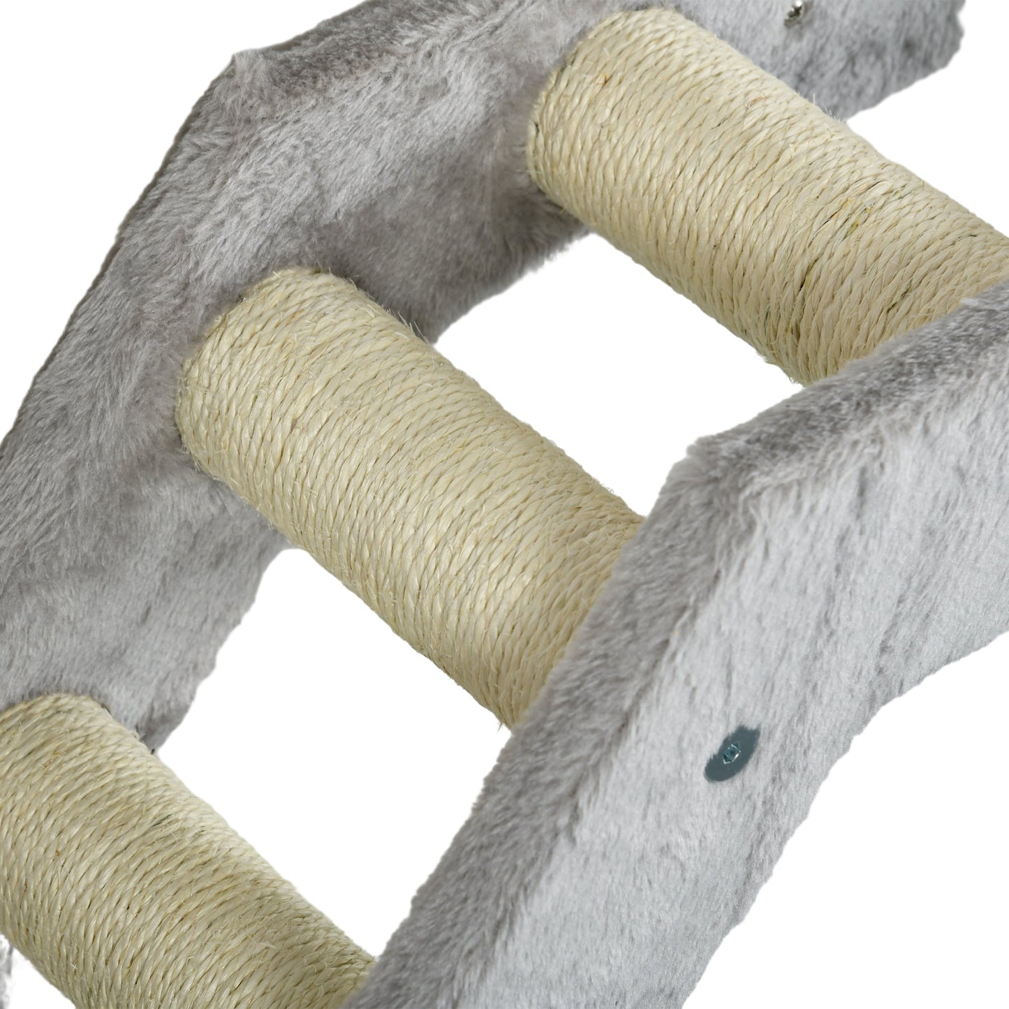 5Pcs Cat Wall Shelf with Scratching Post, Cat Wall Shelves for Relaxing, Climbing, Cat Wall With Soft Ladder, Cat Bed, Play Ball, Grey