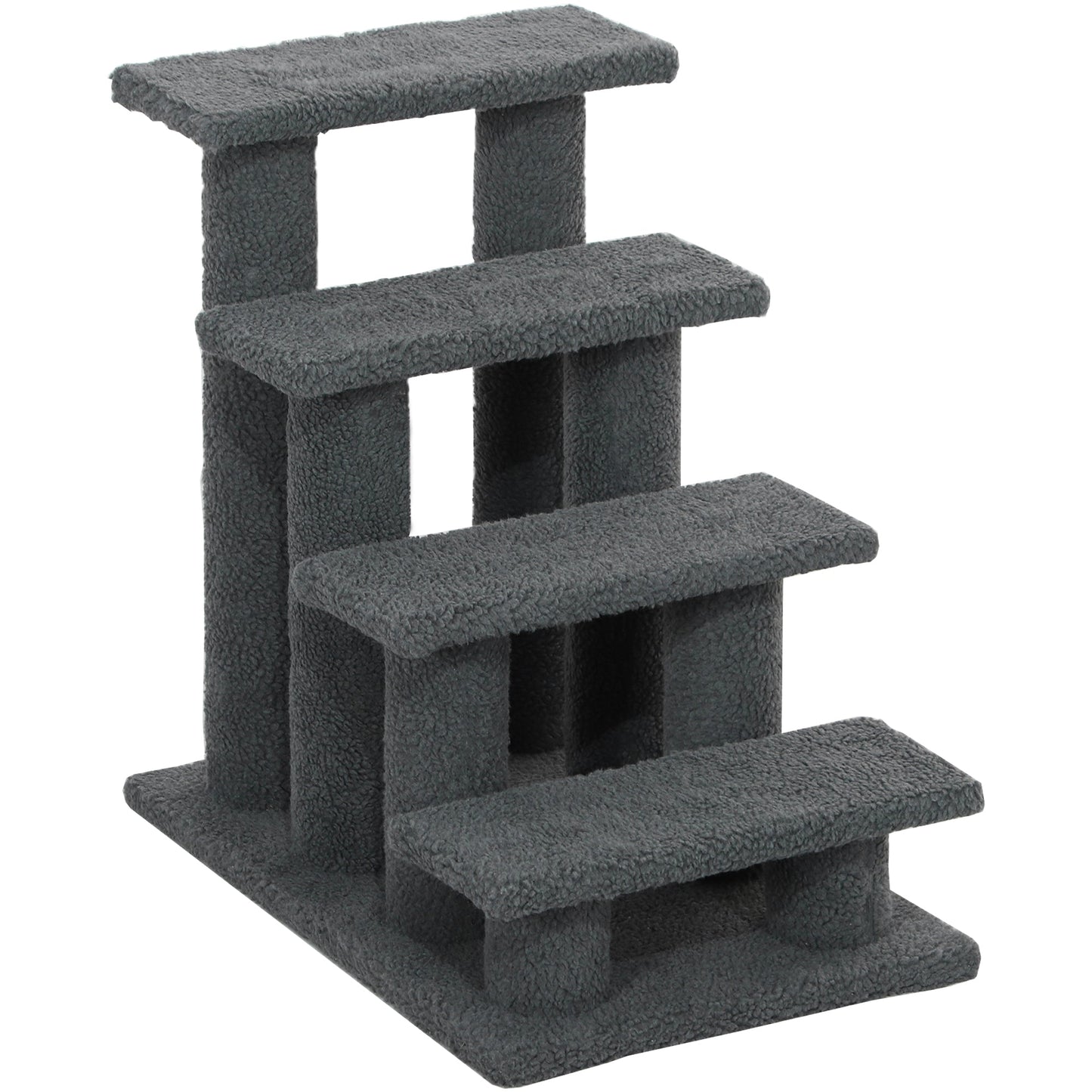 4-Step Multi-Level Carpeted Cat Scratching Post Pet Stairs, Dark Grey