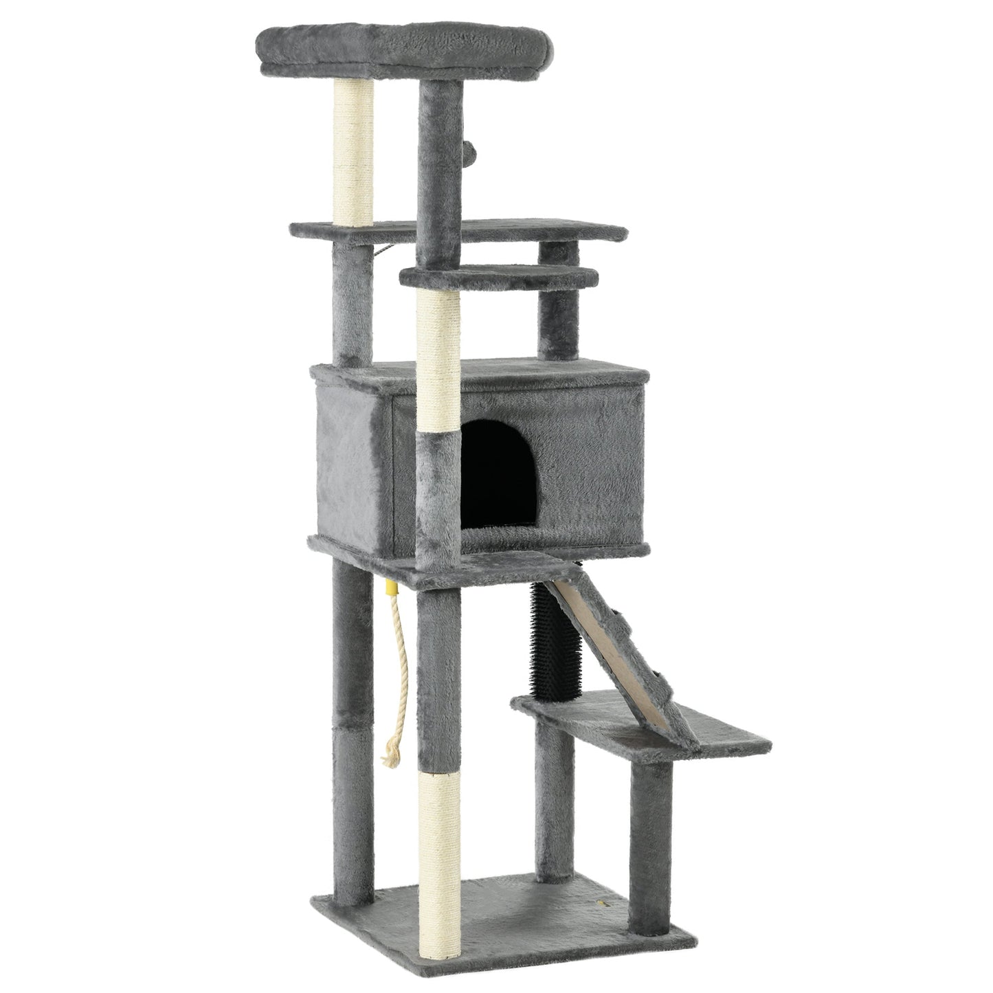 Cat Tree for Large Cats Adult, 58" Tall Cat Tree with Scratching Posts, Large Cat Tower for Indoor Cats with Bed, House, Toys, Grey