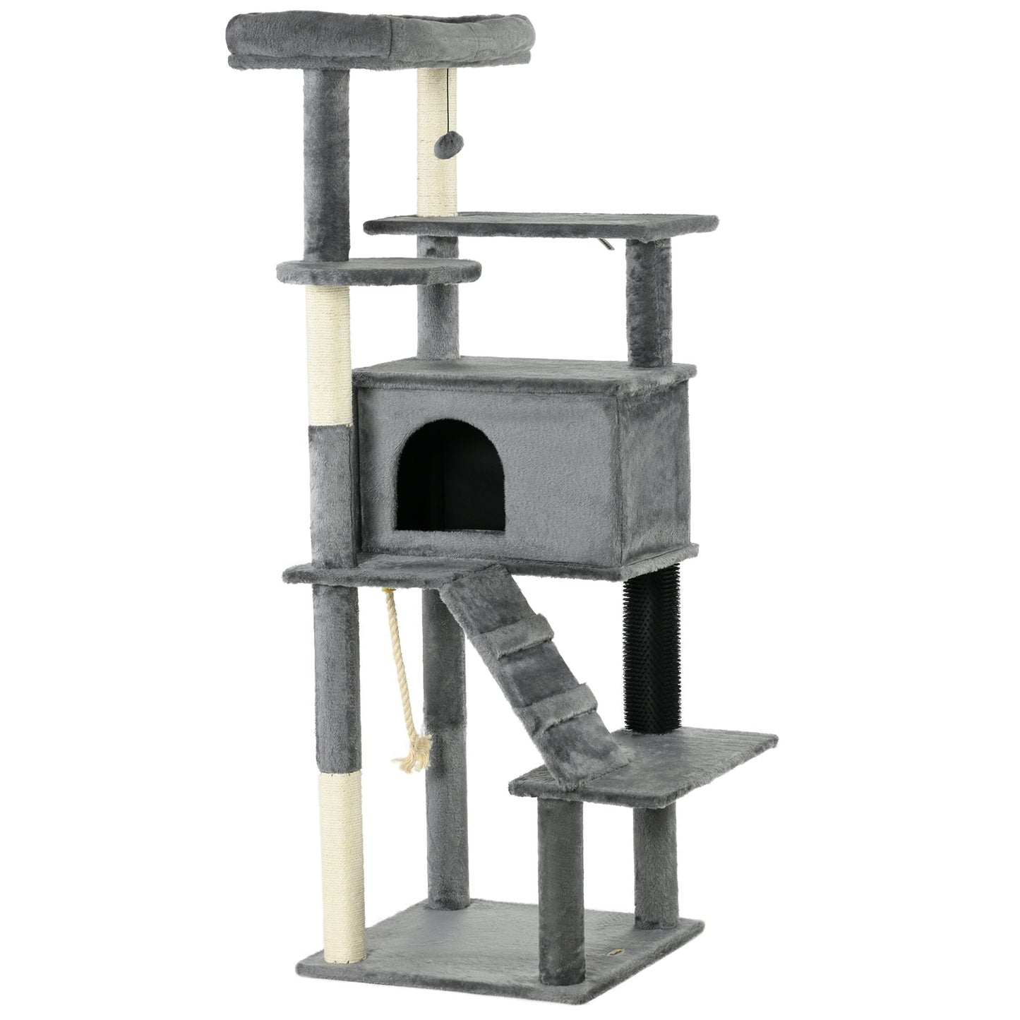 Cat Tree for Large Cats Adult, 58" Tall Cat Tree with Scratching Posts, Large Cat Tower for Indoor Cats with Bed, House, Toys, Grey