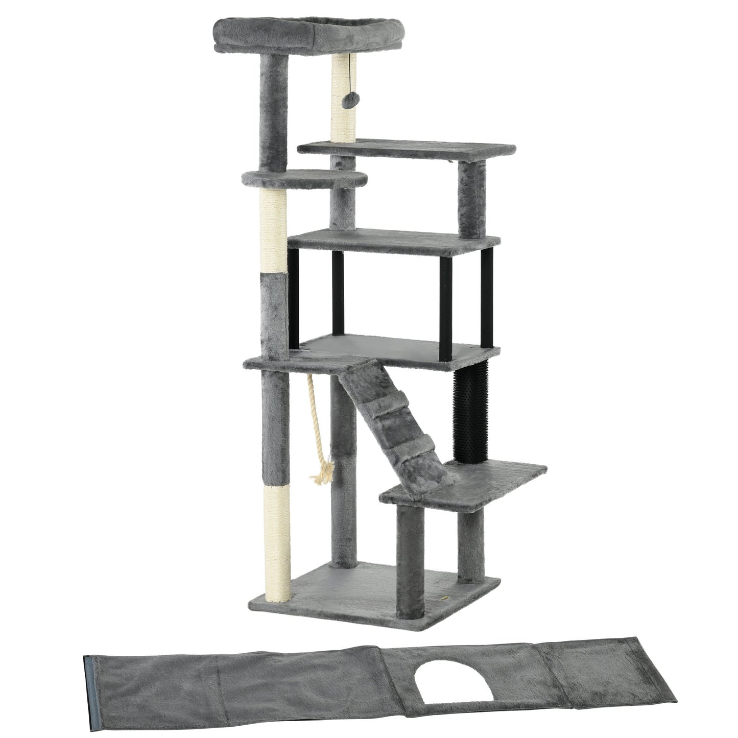 Cat Tree for Large Cats Adult, 58" Tall Cat Tree with Scratching Posts, Large Cat Tower for Indoor Cats with Bed, House, Toys, Grey