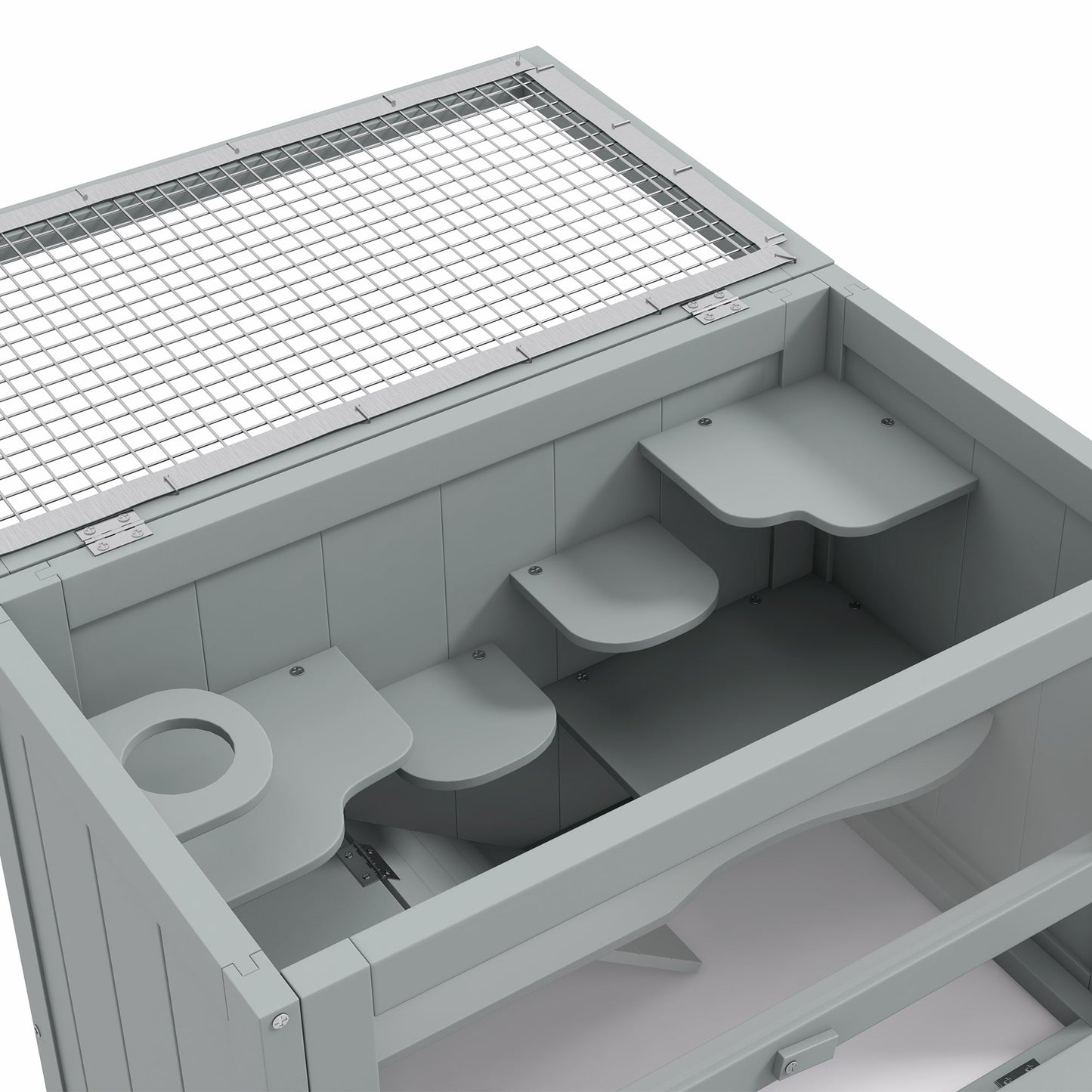 24 Inch Hamster Cage, 2 Levels Small Animals Cage with Openable Roof, Run Space, Platforms, Pet House for Dwarf Hamsters, Gerbils, Chinchillas, Grey