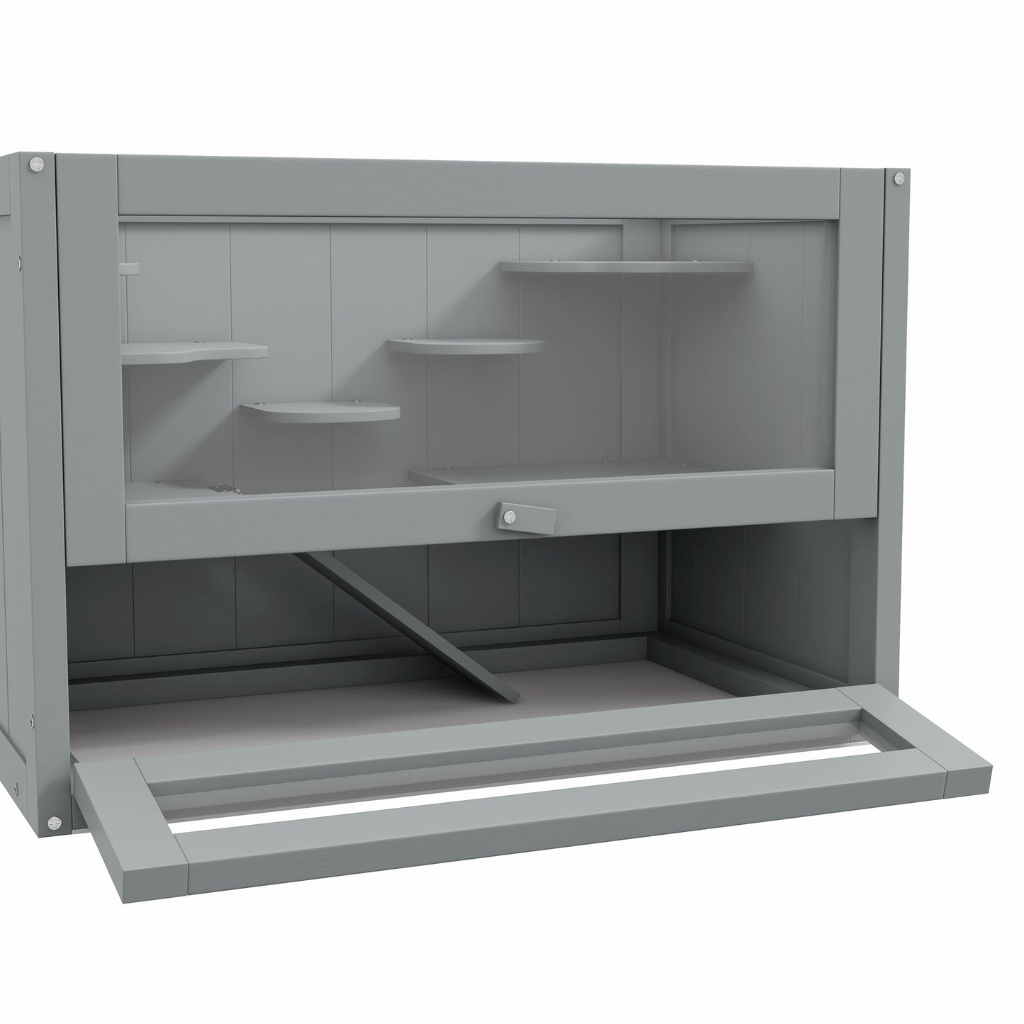 24 Inch Hamster Cage, 2 Levels Small Animals Cage with Openable Roof, Run Space, Platforms, Pet House for Dwarf Hamsters, Gerbils, Chinchillas, Grey