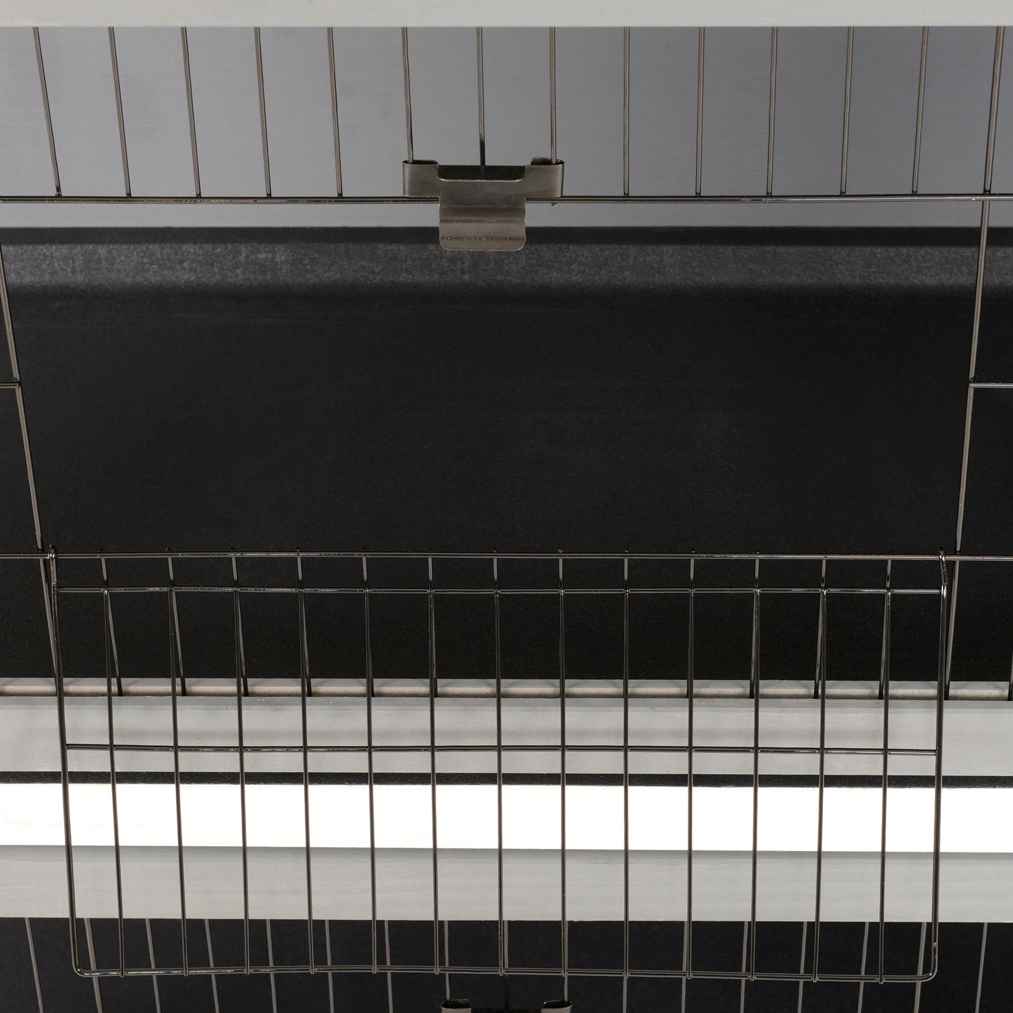54"L 2-Story Large Rabbit Hutch Bunny Cage Wooden Pet House Small Animal Habitat with Lockable Doors, No Leak Tray and Waterproof Roof for Outdoor/Indoor Grey&White