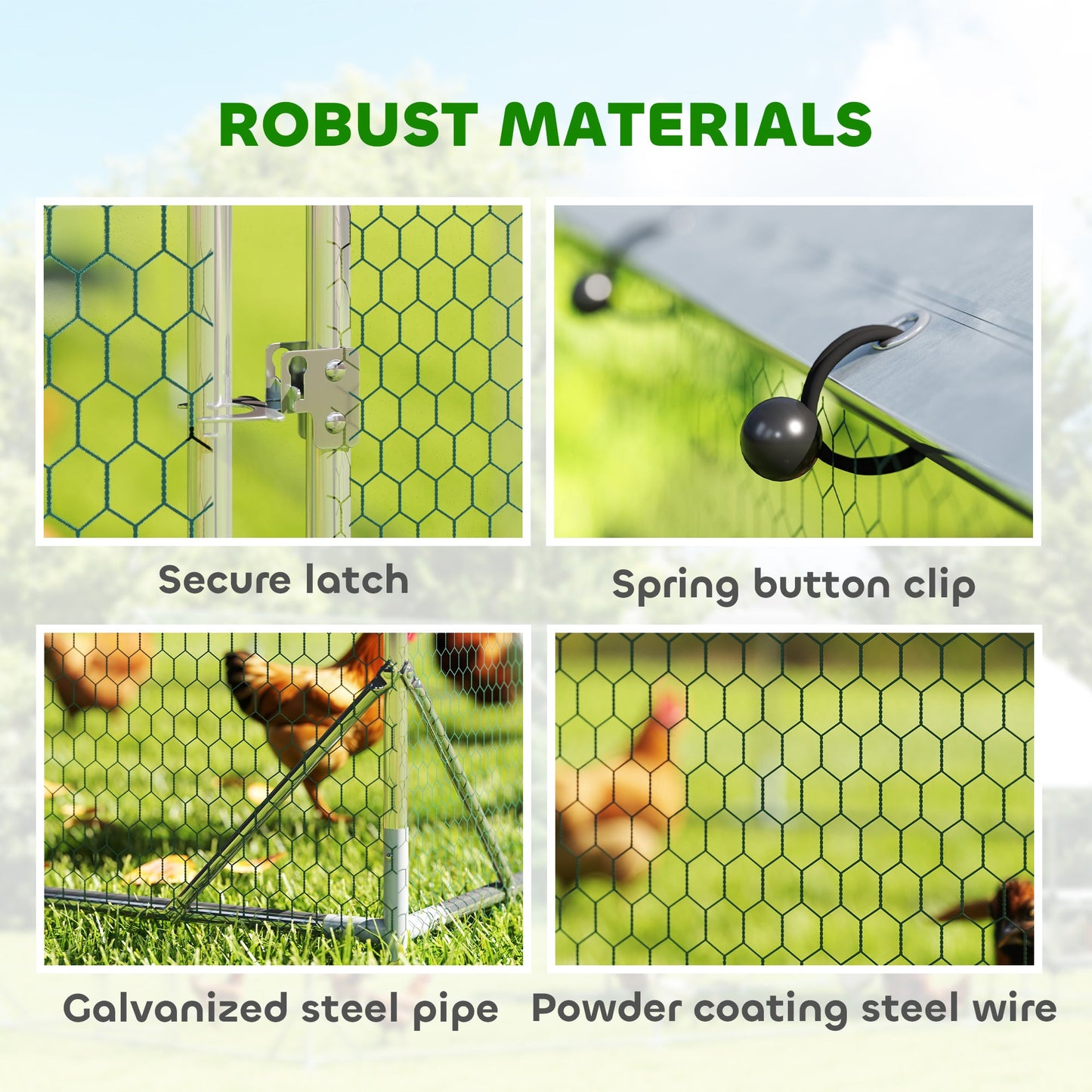 Large Metal Chicken Coop with Nesting Box, 9.8 x 19.7 x 6.4 ft Walk in Chicken Run for Yard with Waterproof Cover, Roosting Bars, for 18-24 Hens, Ducks, Rabbits, Poultries