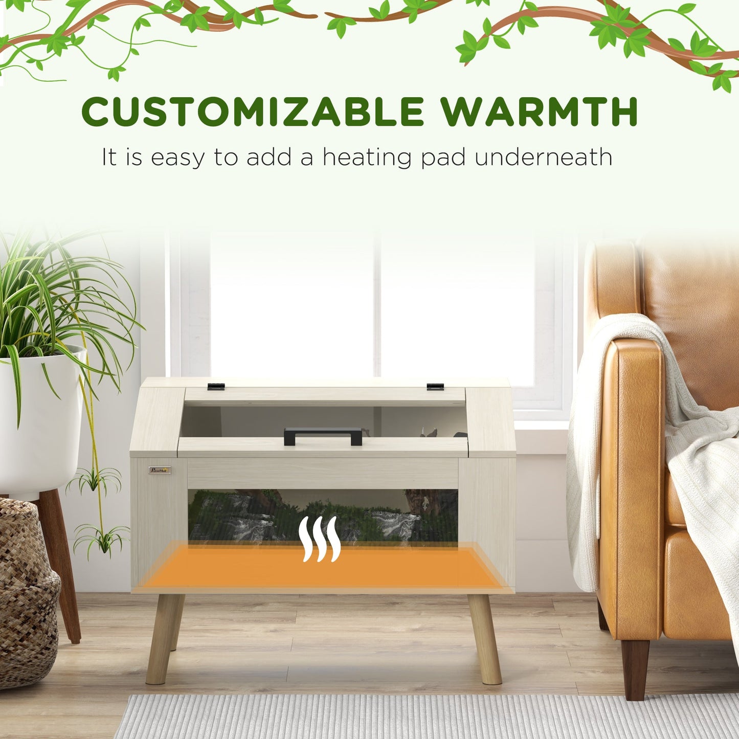 29 Gallon Reptile Terrarium, 31.5" x 20" x 24" Top Opening Reptile Tank with Tempered Glass Windows, Ventilations, for Snakes Lizards Horned Frogs Chameleons Hamsters Gerbil