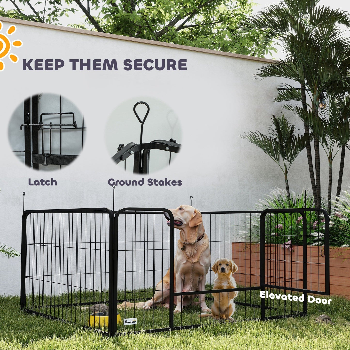 Whelping Box for Dogs and Puppies, 48" x 48" x 23.5", Puppy Playpen with 600D Windproof Oxford Fabric Cloth, Washable Pee Pad, Pet Playpen with Door, for Medium & Large Dogs