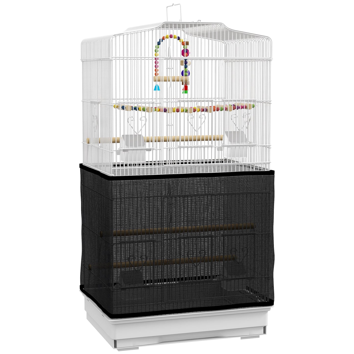 36" Bird Cage for Finches, Canaries Budgies, Parrot Cage with Accessories, Handle, Mesh Cover, Tray, White