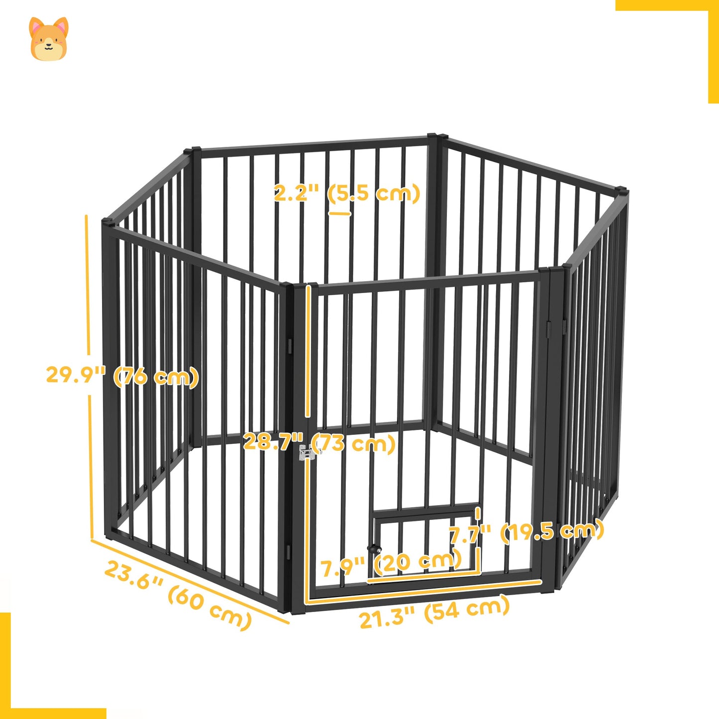 Dog Playpen, 30"H Pet Playpen, 6 Panels Puppy Exercise Pen Heavy Duty with Dog Gate & Cat Door, Indoor Outdoor Foldable Portable Dog Fence for Small & Medium Dogs