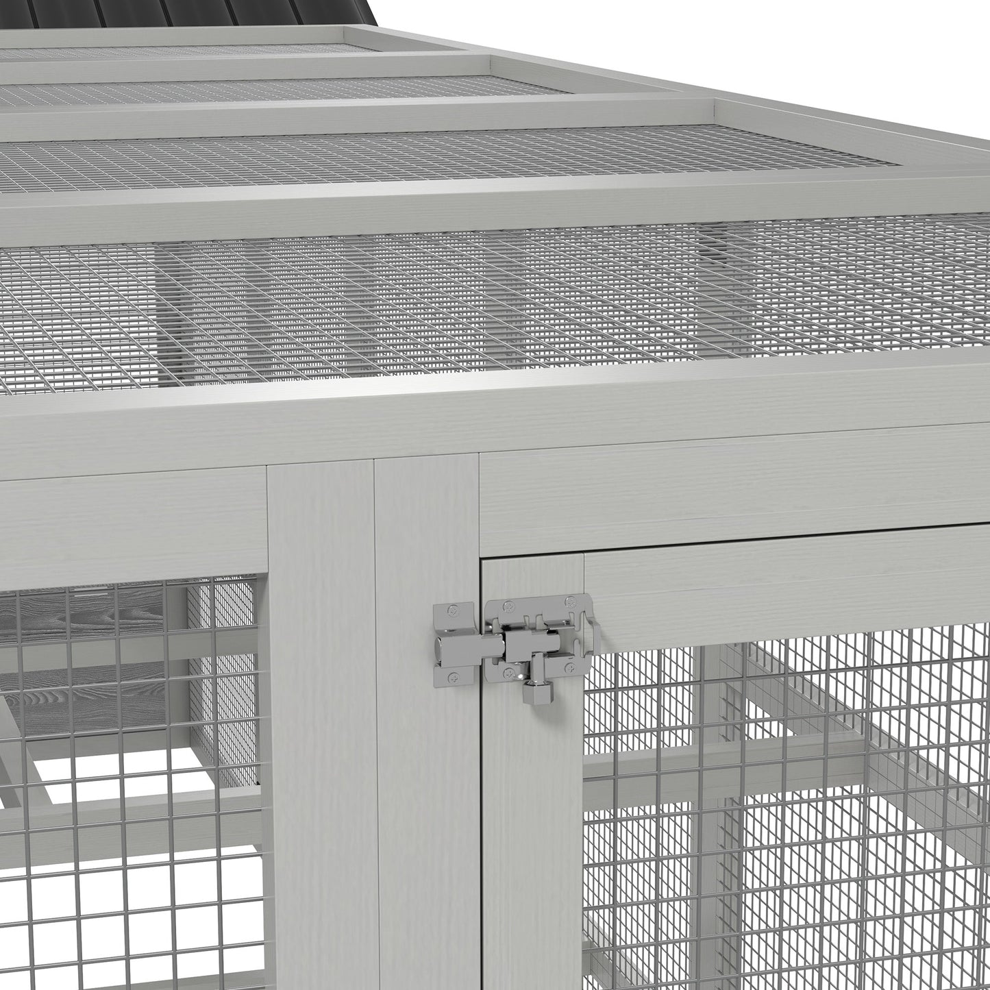 Outdoor Wooden Chicken Coop with Run, Ramps, Perches, Storage, Backyard Hen House with Combinable Design for 6 - 10 Chickens, 142" x 48" x 61", Grey