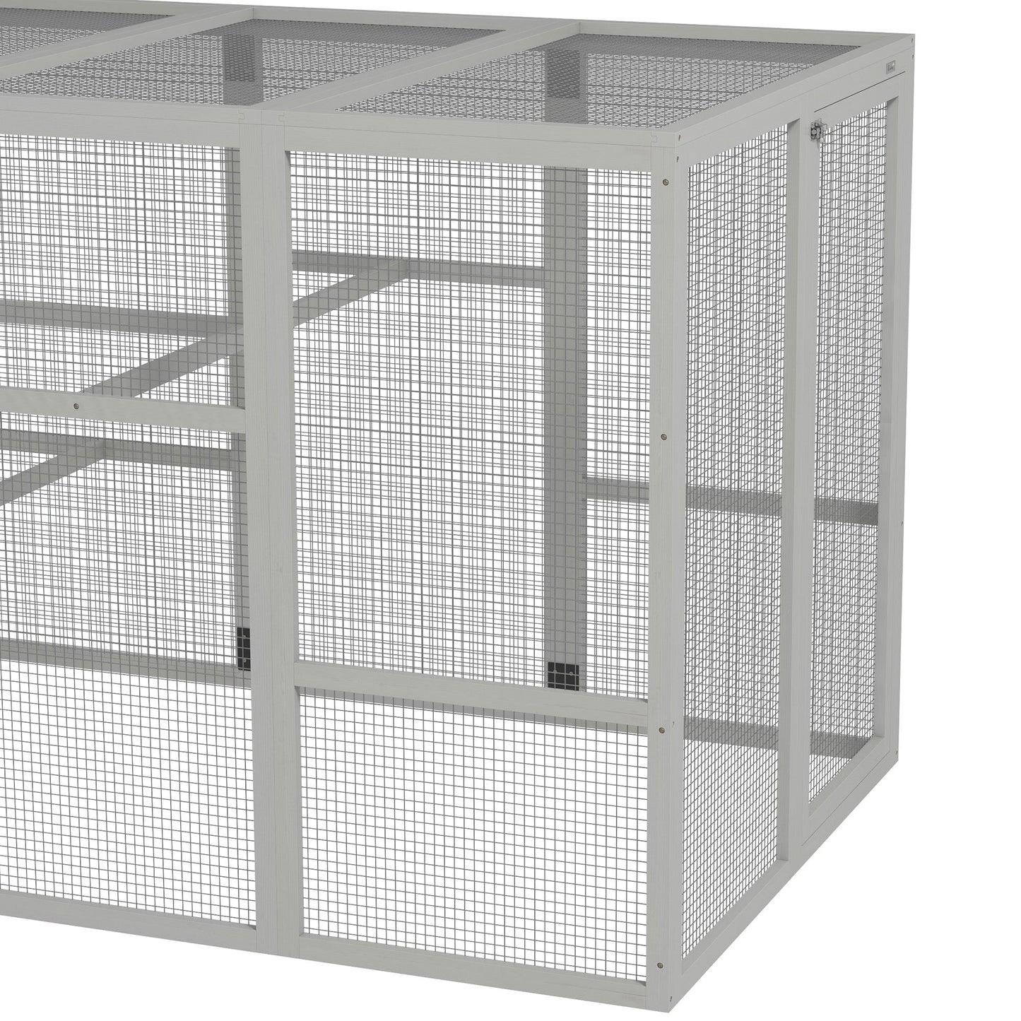 Outdoor Wooden Chicken Coop with Run, Ramps, Perches, Storage, Backyard Hen House with Combinable Design for 6 - 10 Chickens, 142" x 48" x 61", Grey