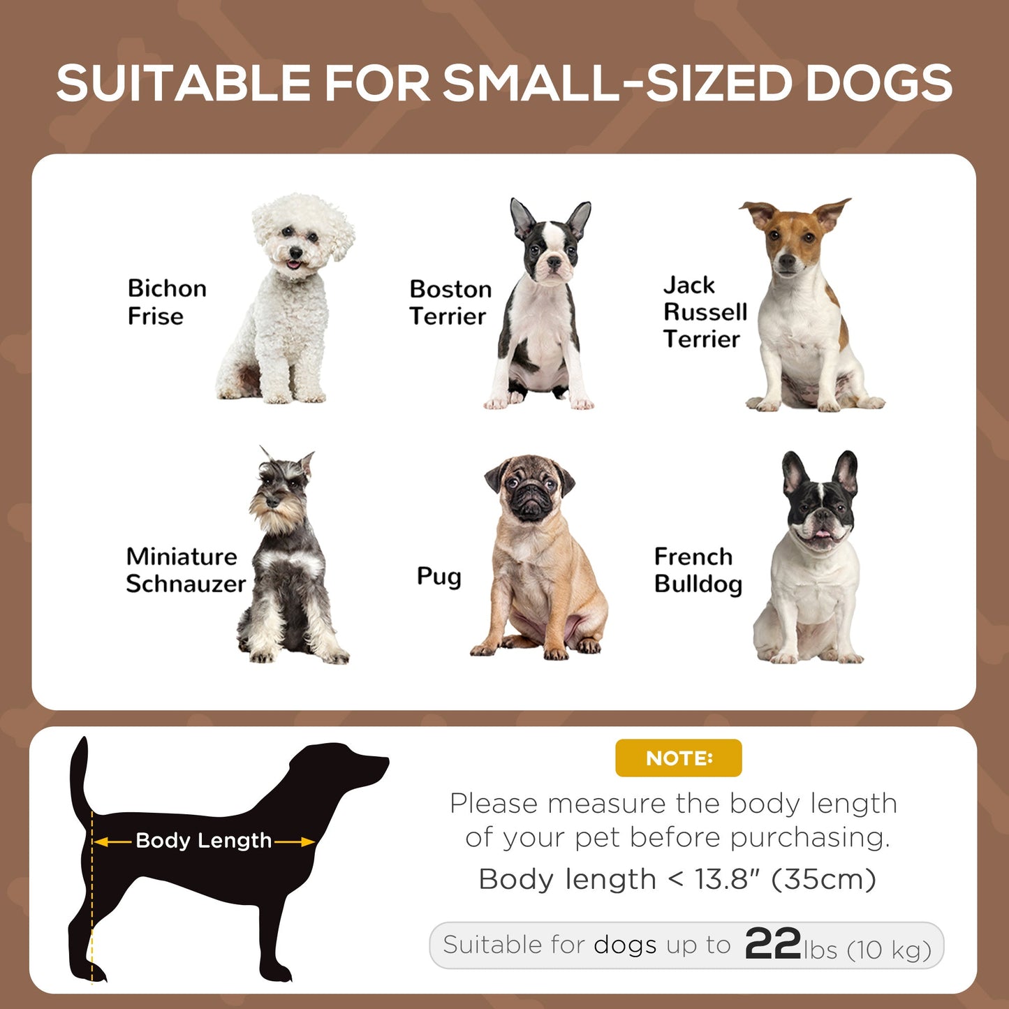 Elevated Dog Bed with Canopy, Portable Raised Dog Cot for S Sized Dogs, Indoor & Outdoor, 25" x 18" x 24", Coffee