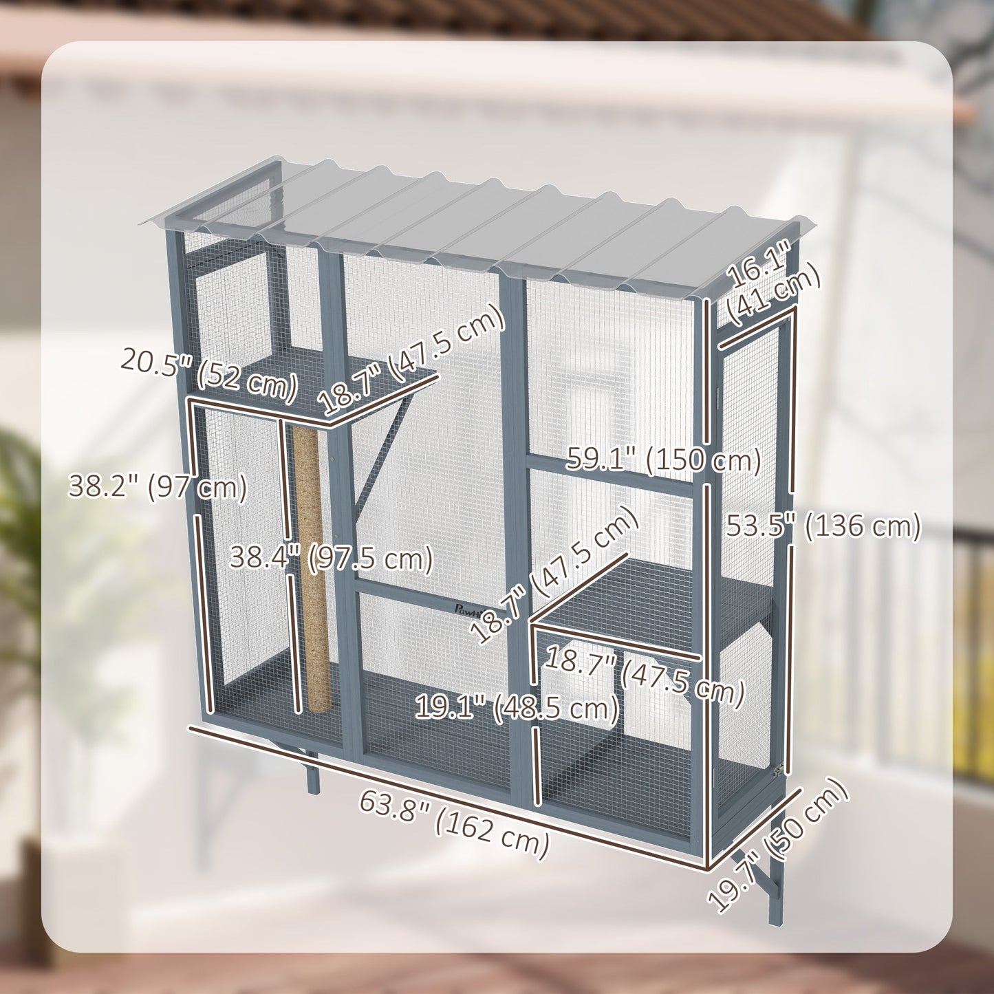 Catio Outdoor Cat Enclosure, Cat Window Box for 2-3 Cats with 2 Jumping Platforms & Scratching Post, Expendable Secure Window Perch House for Large Indoor Cats, Grey