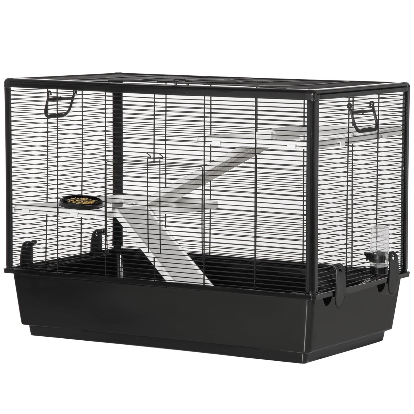 3-Tier Hamster Cage, Guinea Pig Cage, Pet Chinchillas Play House Indoor with Accessories Food Dish Water Bottle, Ramps, 31.5"x19"x 23", Black