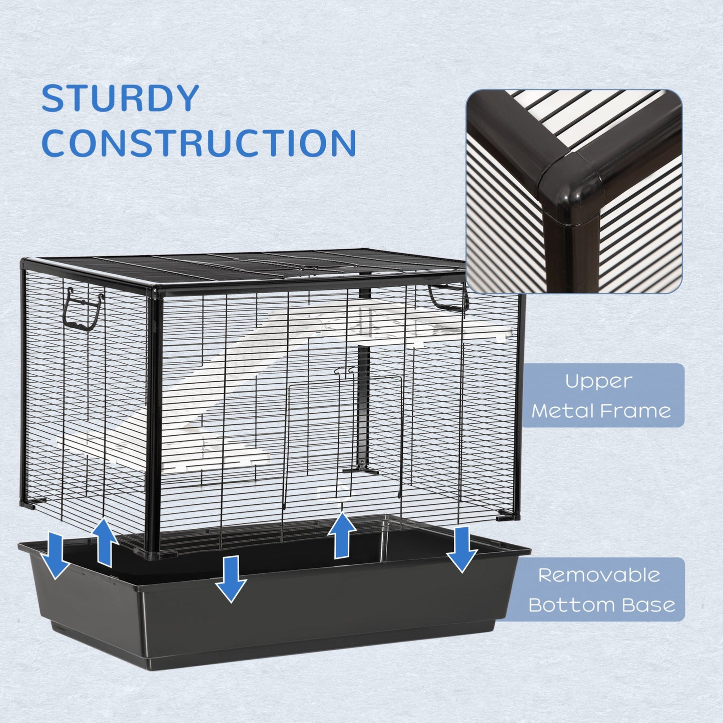 3-Tier Hamster Cage, Guinea Pig Cage, Pet Chinchillas Play House Indoor with Accessories Food Dish Water Bottle, Ramps, 31.5"x19"x 23", Black