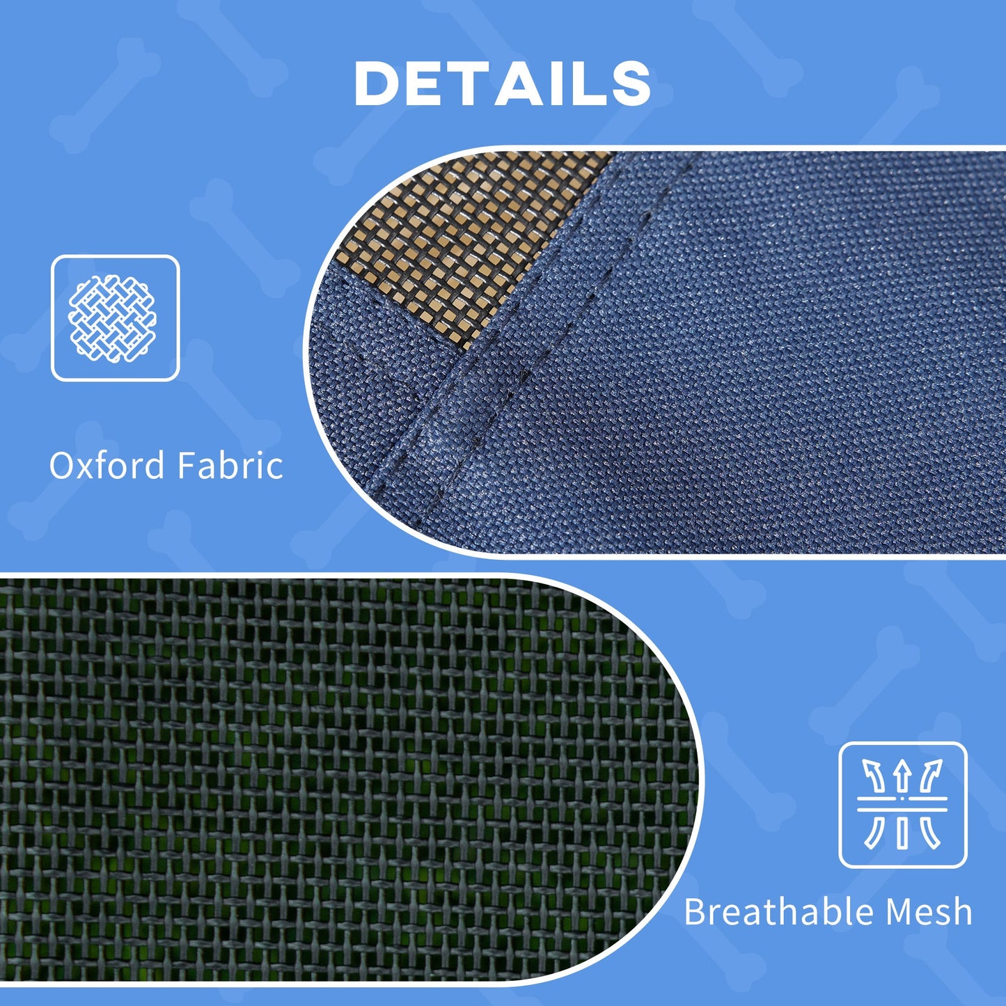 Elevated Dog Bed with Canopy, Portable Raised Dog Cot for XL Sized Dogs, Indoor & Outdoor, 48" x 36" x 43", Dark Blue