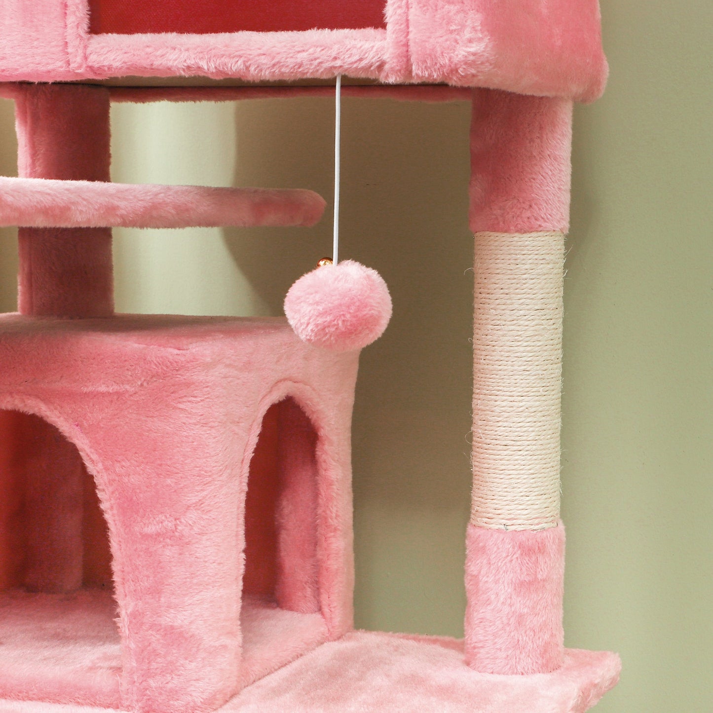 54" Cat Tree, Cat Tower for Indoor Cats with Scratching Posts, Cat Condos, Bed, Platforms, Ramp, Toy Ball, Cat Activity Center, Pink