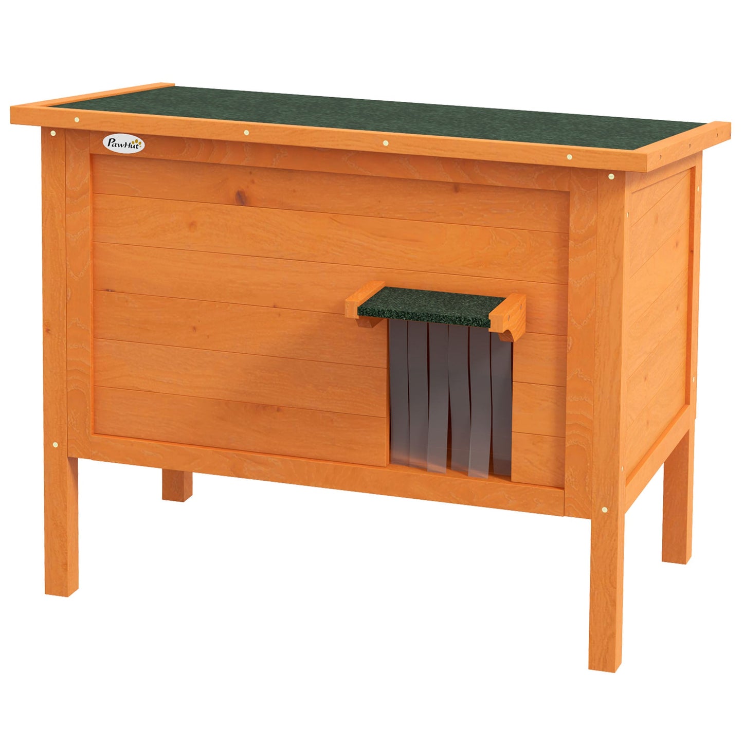 Outdoor Cat House, Wooden Insulated Cat Shelter with Asphalt Roof, Removable Floor, Foam, for Cats, Small Animals, Orange