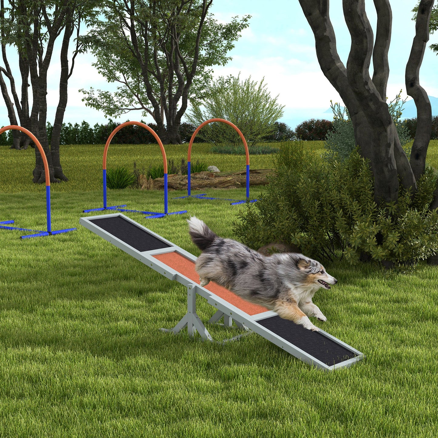 Wood Pet Seesaw Platform Dog Agility Training Equipment Run Game Toy Weather Resistant Pet Supplies Grey
