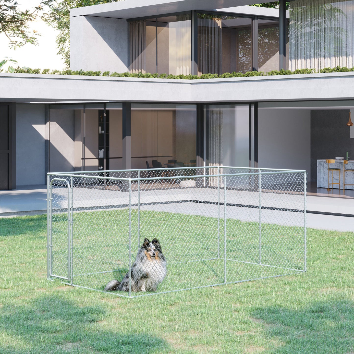 99 Sq. Ft. Dog Playpen Outdoor, Walk-in Dog Run Kennel Puppy Exercise Pen with Galvanized Steel Frame, for Small and Medium Dogs, 13' x 7.5' x 6'