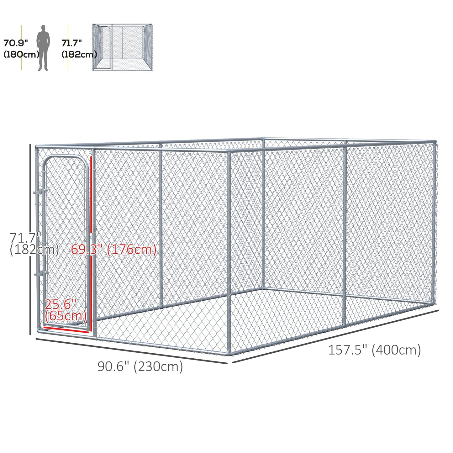 99 Sq. Ft. Dog Playpen Outdoor, Walk-in Dog Run Kennel Puppy Exercise Pen with Galvanized Steel Frame, for Small and Medium Dogs, 13' x 7.5' x 6'