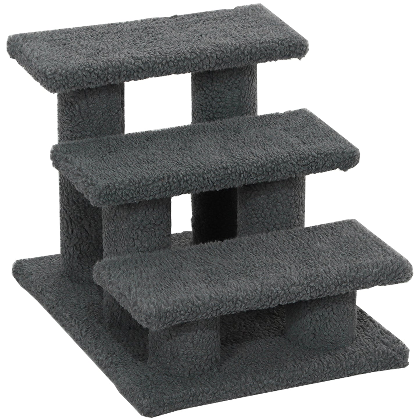 3-Step Multi-Level Carpeted Cat Scratching Post Pet Stairs, Dark Grey