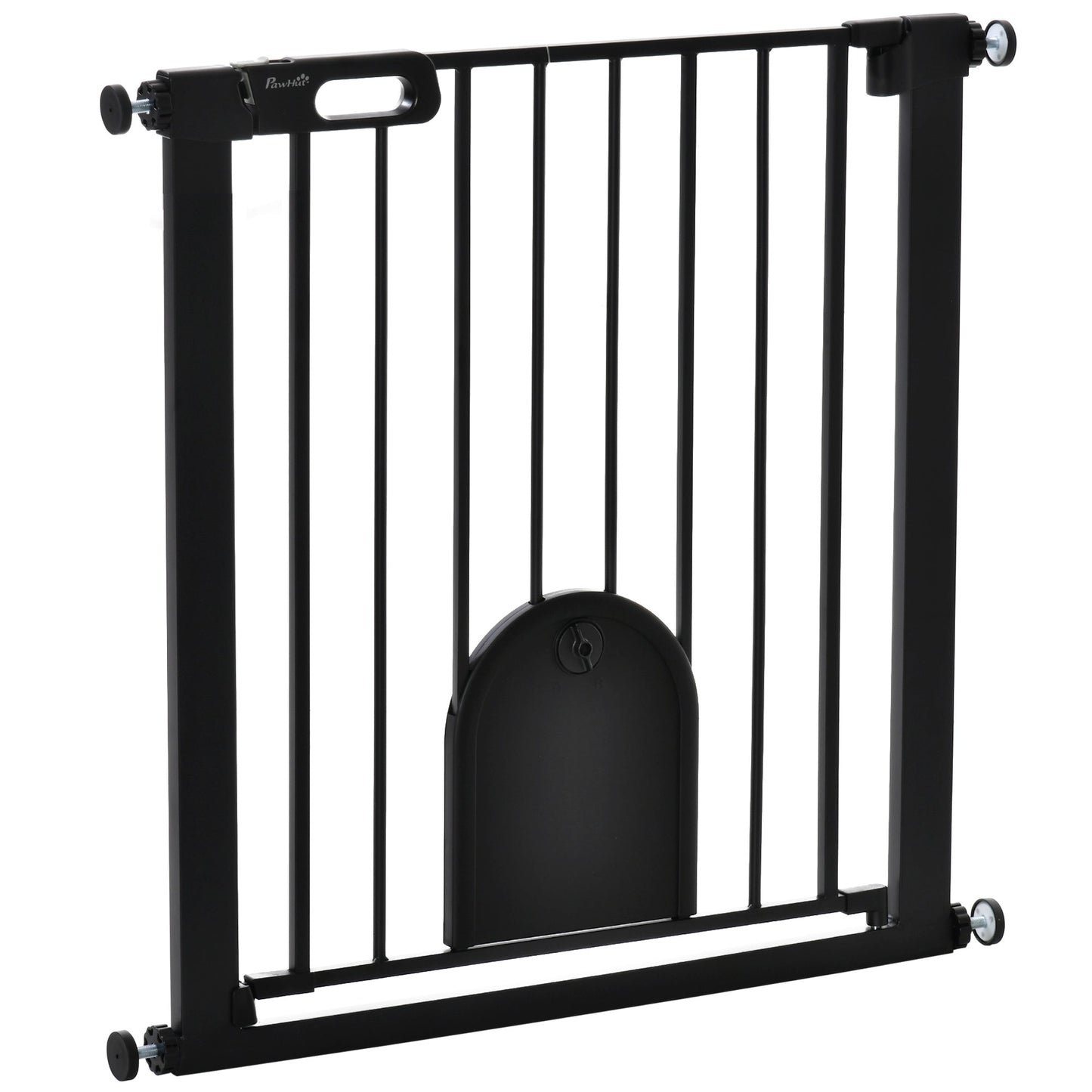30"-32" Extra Wide Pet Gate with Small Door, 30"H Dog Gate with Safety Gate Barrier, Stair Pressure Fit, Auto Close, Double Locking, for Doorways, Hallways, Black
