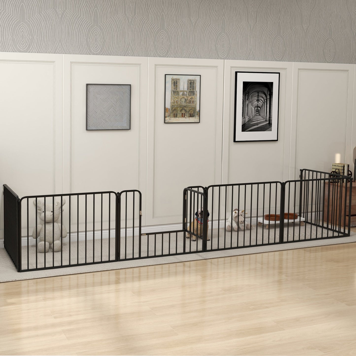 Heavy Duty Dog Playpen, Steel Dog Pen with Door, Pet Exercise Fence, Outdoor Indoor DIY Design for Small and Medium Dogs, 24" Height, 6 Panels