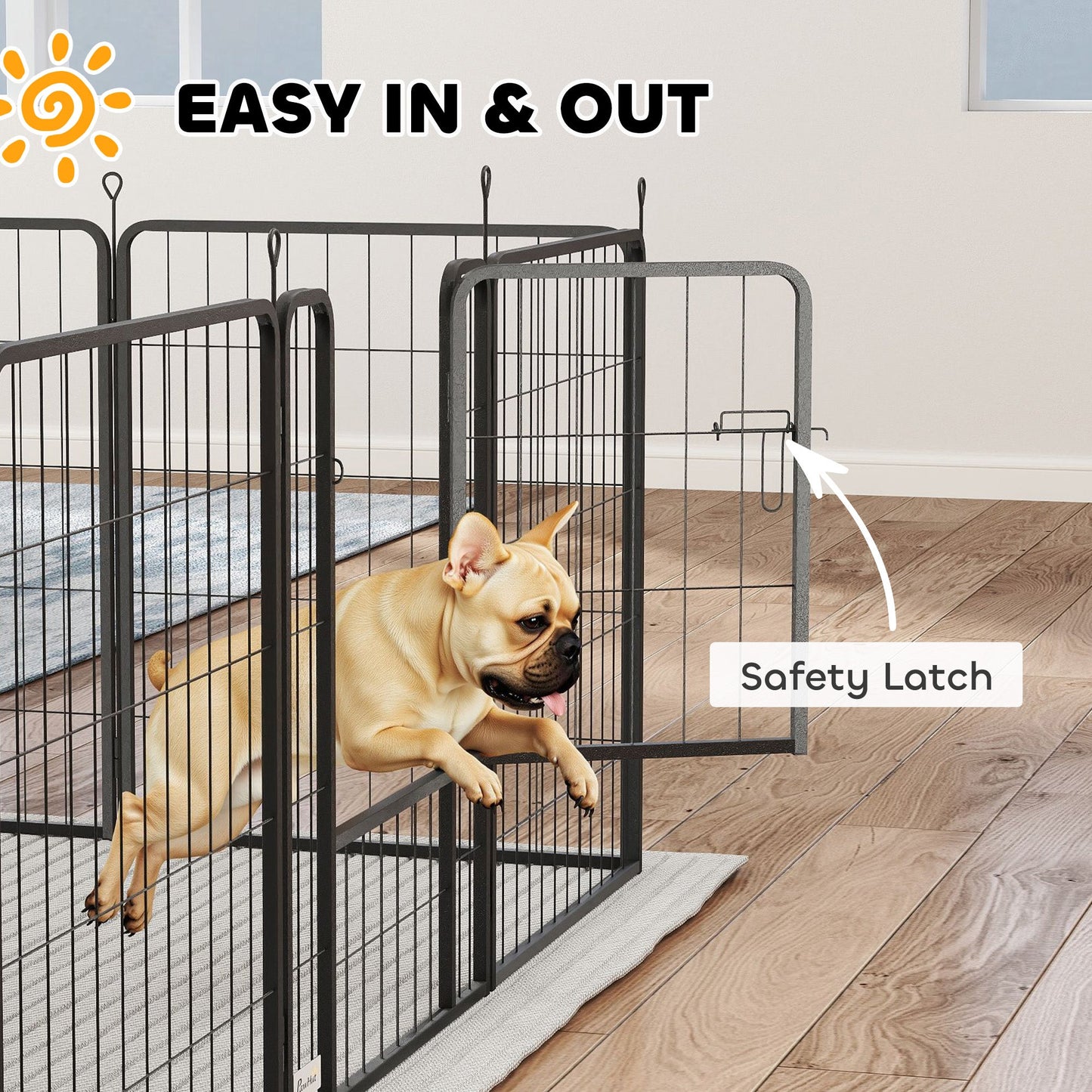 16 Panels Dog Playpen, 27"W x 31.5"H Heavy Duty Pet Fence with Door & Strap for Indoor Outdoor Backyard Garden, Portable & Foldable Puppy Pet Pen for Medium Dogs