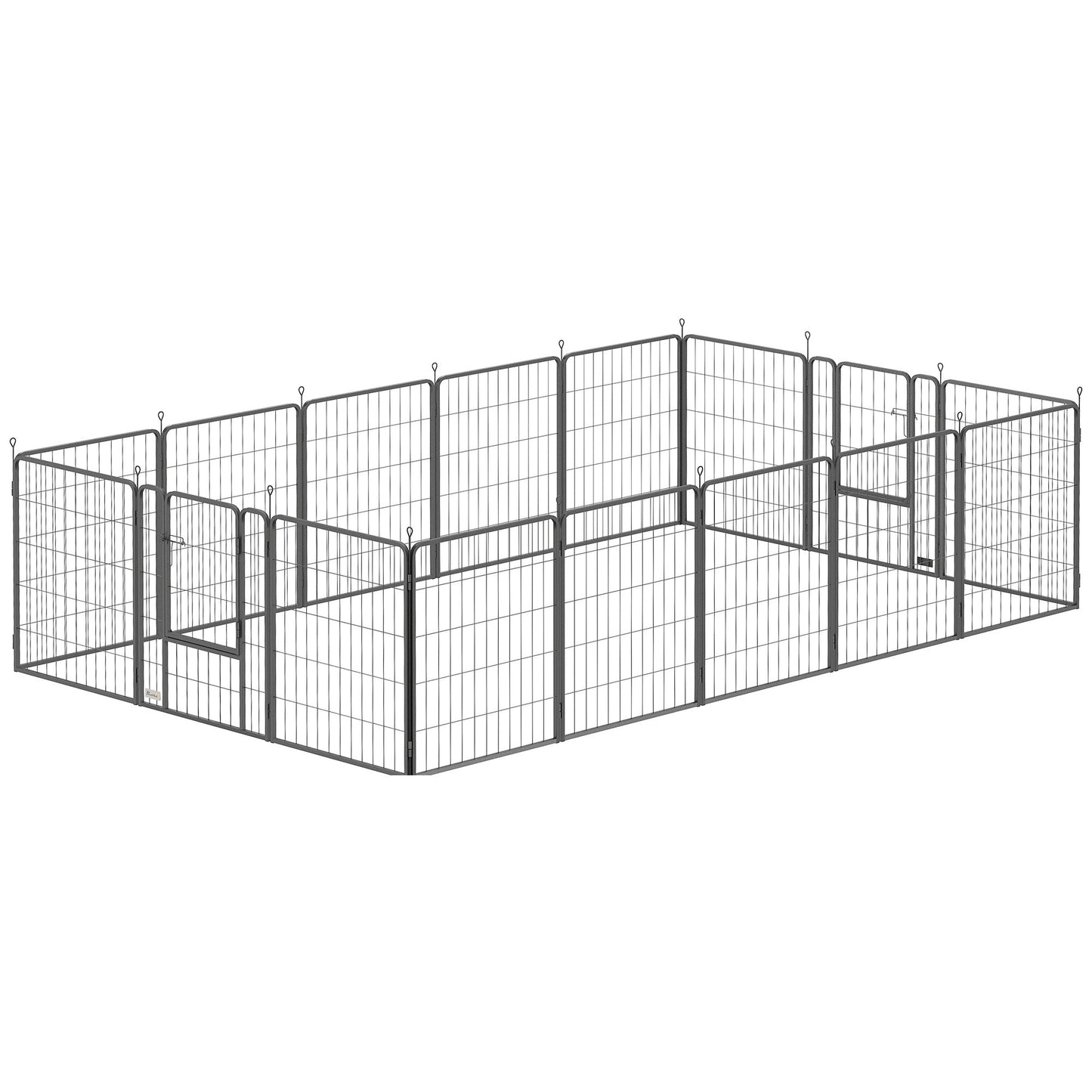 16 Panels Dog Playpen, 27"W x 31.5"H Heavy Duty Pet Fence with Door & Strap for Indoor Outdoor Backyard Garden, Portable & Foldable Puppy Pet Pen for Medium Dogs