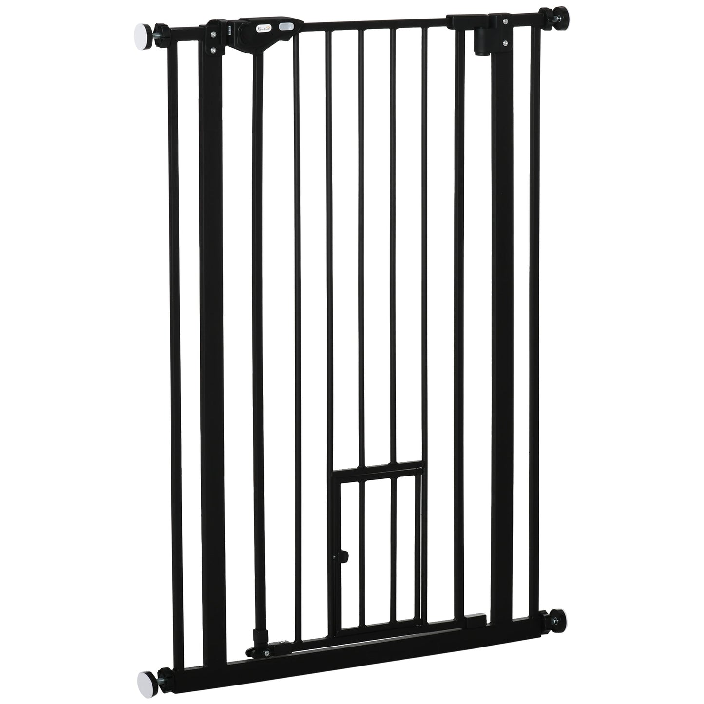 41"H Dog Gate with Cat Door, Pet Gate with Small Door, Easy Open Indoor Dog Gates for Doorways, House, Stair, 29"-32" Long, Black