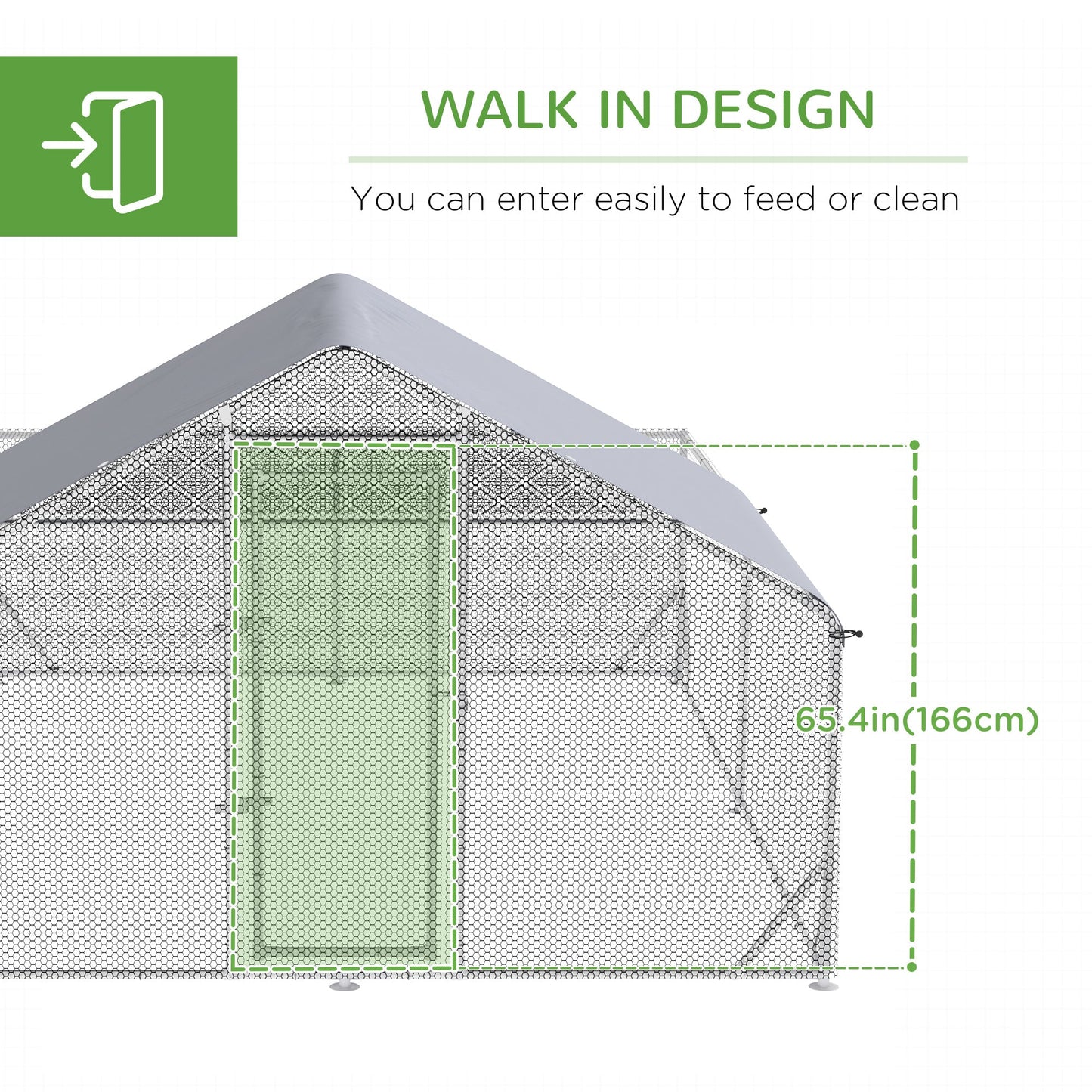 Large Metal Chicken Coop, Hen Run House with Anti-Ultraviolet Cover, Walk-in Poultry Cage for Ducks, Rabbits, Outdoor Backyard Farm, 13.1' x 9.8' x 6.4'