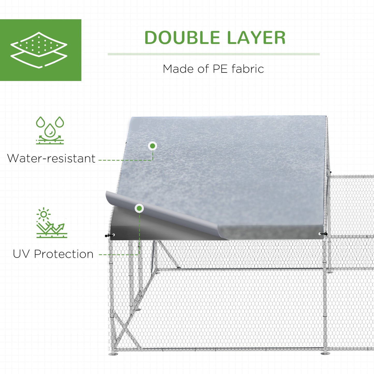 Large Metal Chicken Coop, Hen Run House with Anti-Ultraviolet Cover, Walk-in Poultry Cage for Ducks, Rabbits, Outdoor Backyard Farm, 13.1' x 9.8' x 6.4'