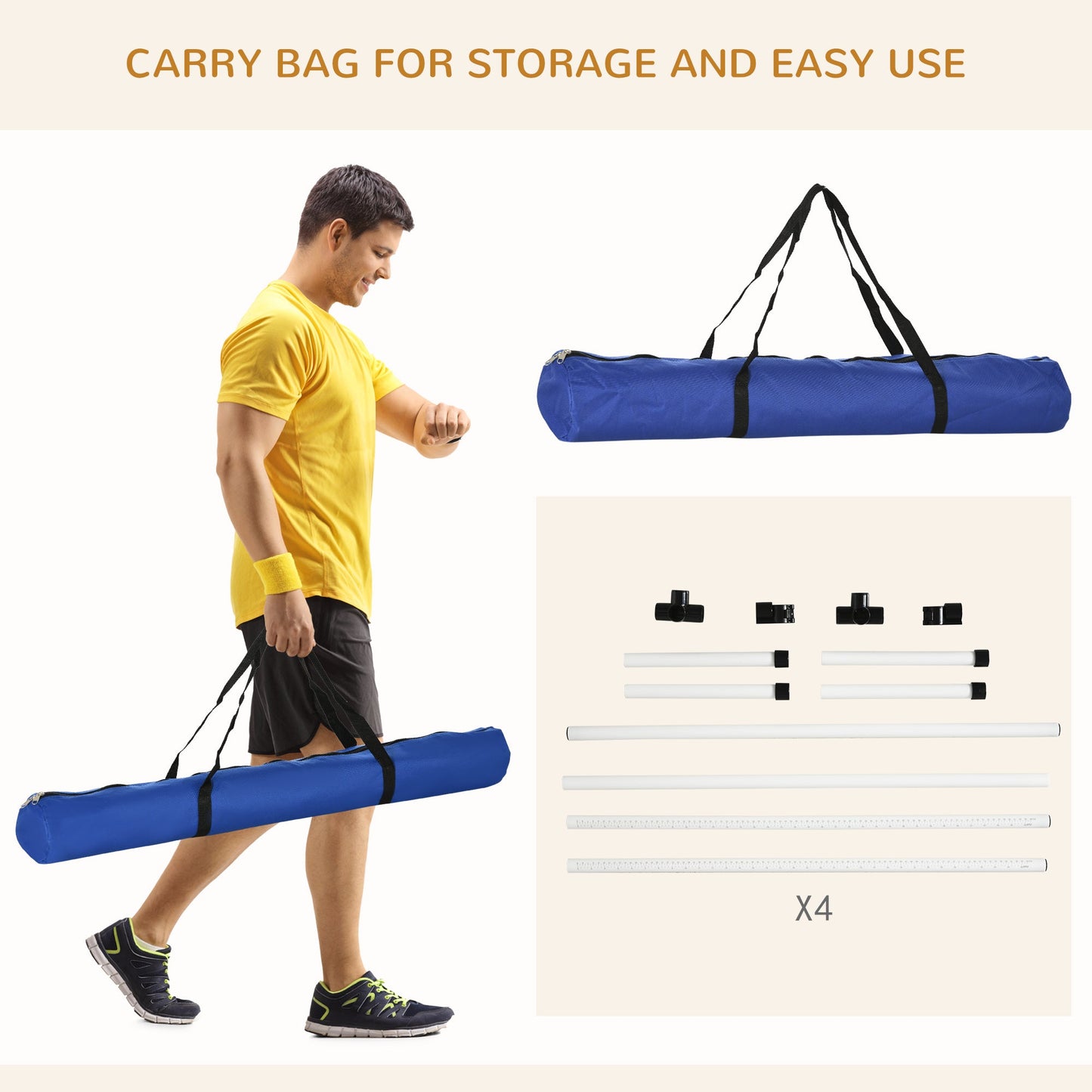 Large Size Dog Agility Training Equipment 4.5KG Net Wight, 4 PCS Adjustable Height Jump Bars, Obstacle Course Starter Kit for Large Medium Small Dog Puppy, White