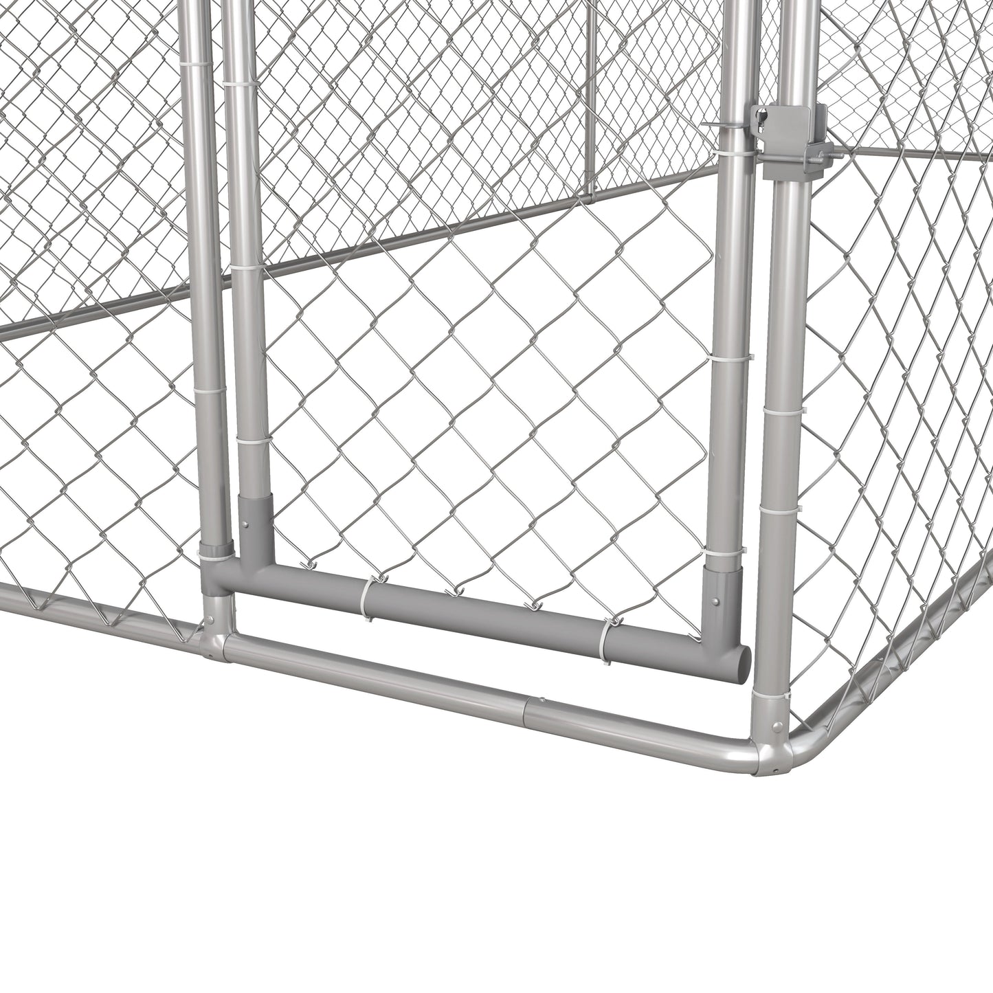 Outdoor Dog Kennel Dog Run with Waterproof, UV Resistant Cover for Medium and Large Sized Dogs, 19.7' x 7.5' x 4.9', Silver