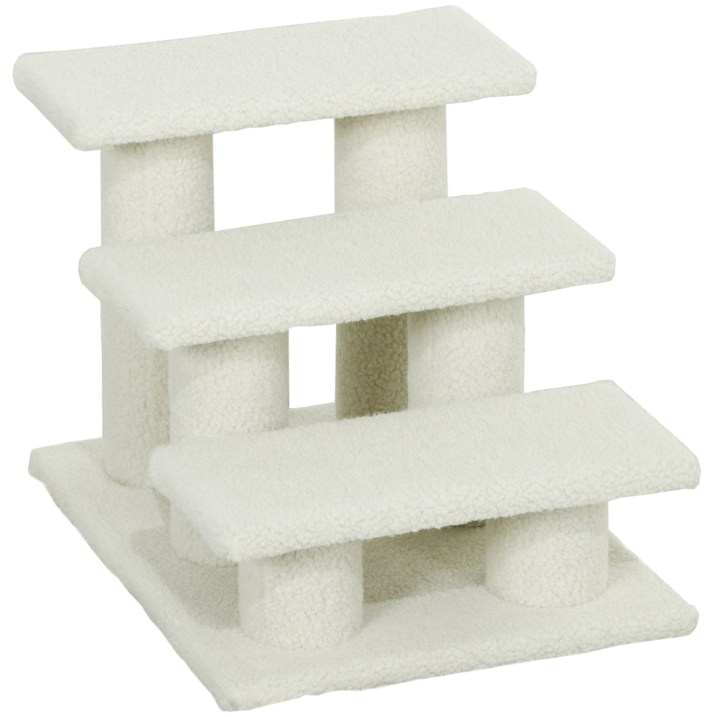3-Step Multi-Level Carpeted Cat Scratching Post Pet Stairs, Beige