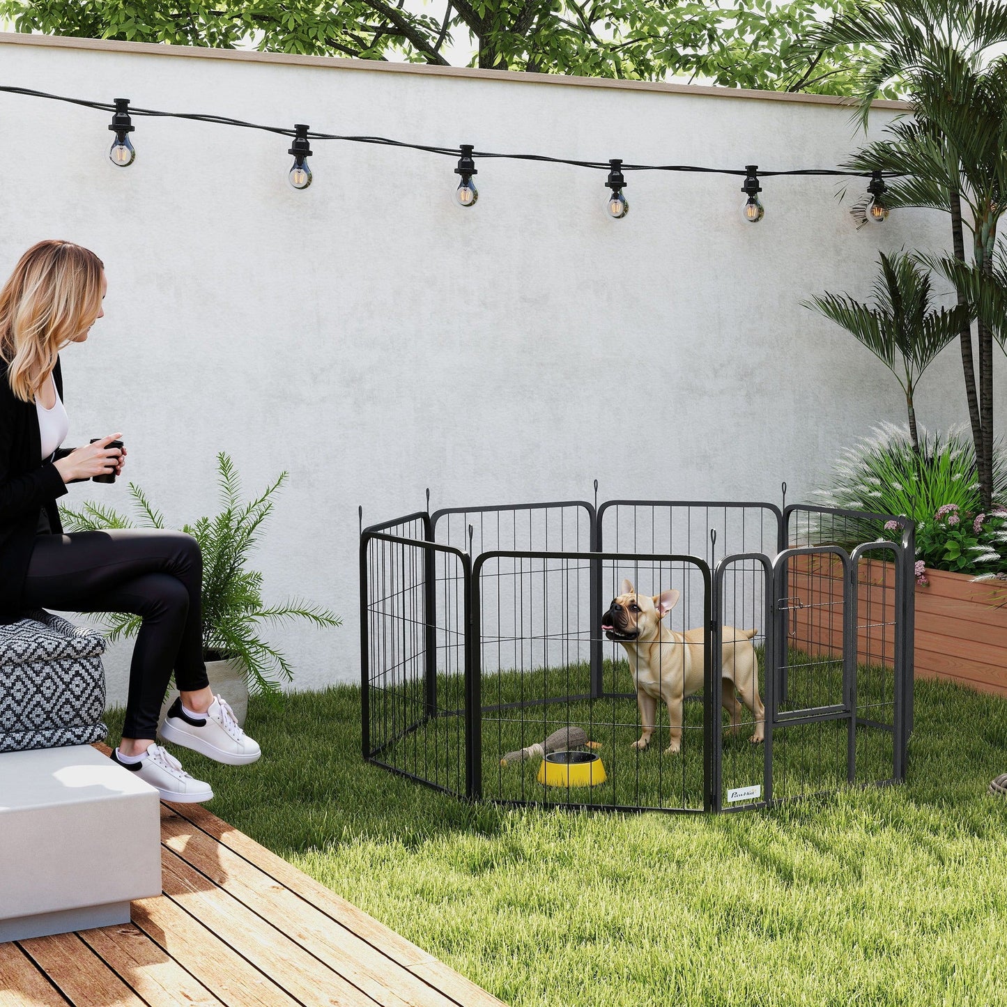8 Panels Dog Playpen, 22"W x 24"H Heavy Duty Pet Fence with Door & Strap for Indoor Outdoor Backyard Garden, Portable & Foldable Puppy Pet Playpen for Small Dogs