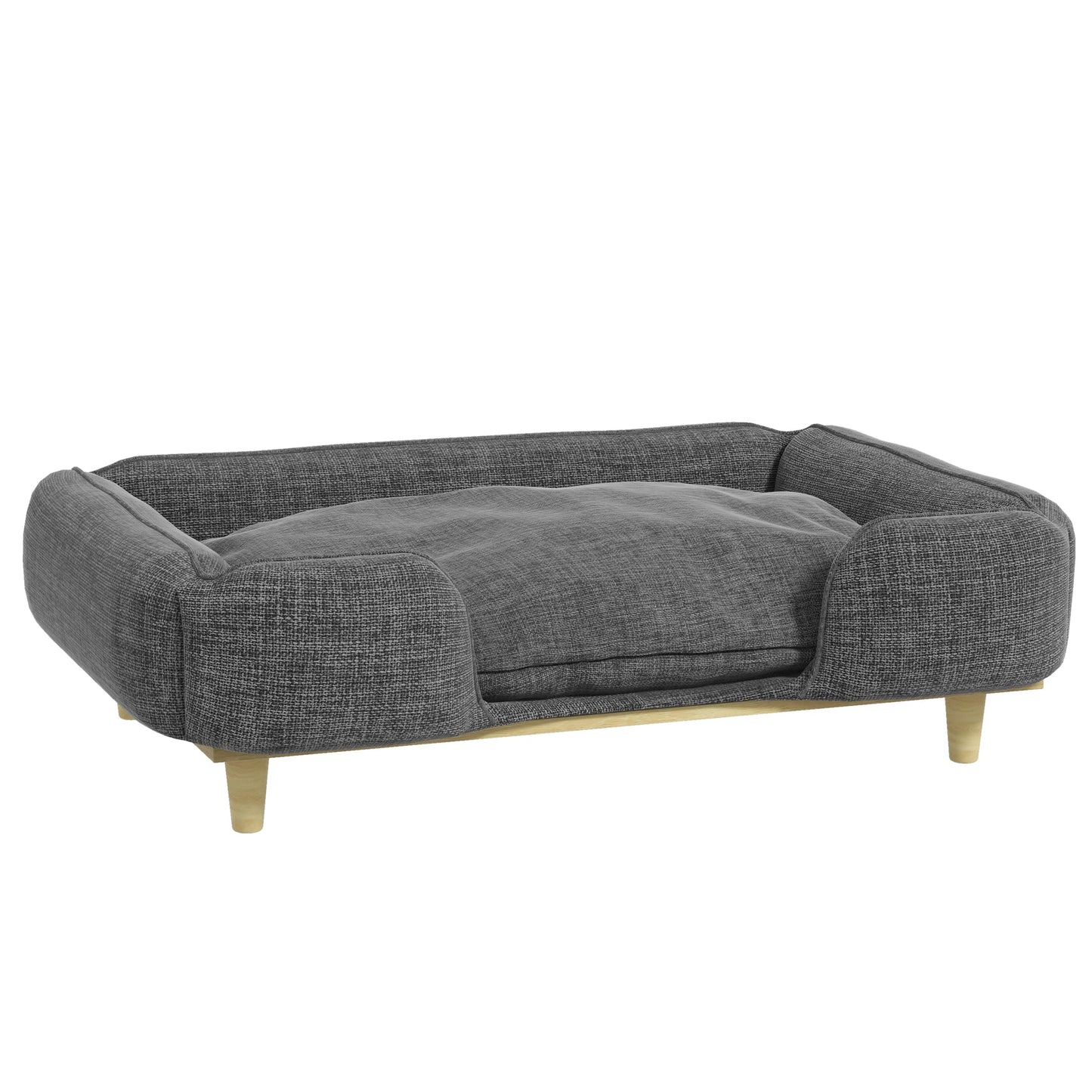 Dog Sofa, Elevated Dog Couch for Large Dogs, Removable Washable Pet Sofa Cat Bed with Anti-slip Foot Pads, Dark Grey
