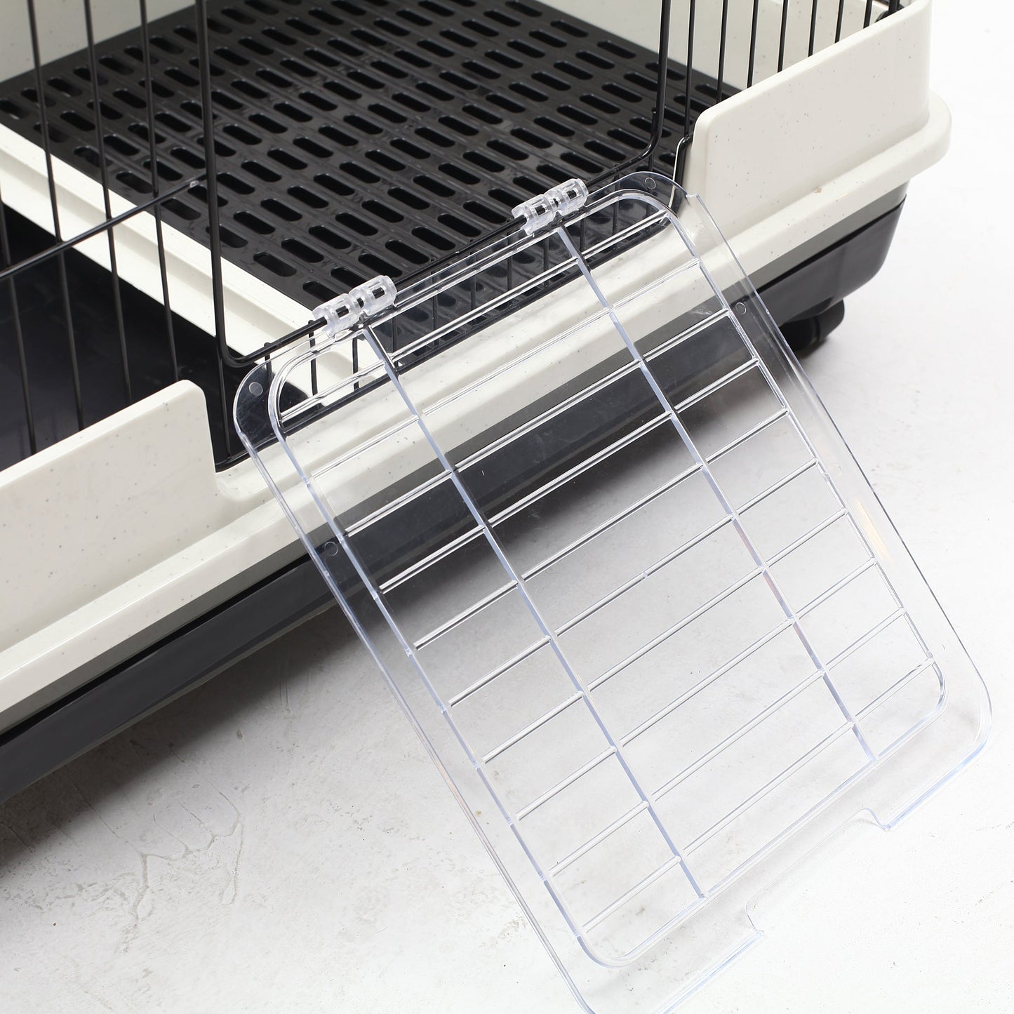 45"H 4-Level Small Animal Cage Rabbit Hutch with Universal Lockable Wheels, Slide-out Tray for Bunny, Chinchillas, Ferret, Black